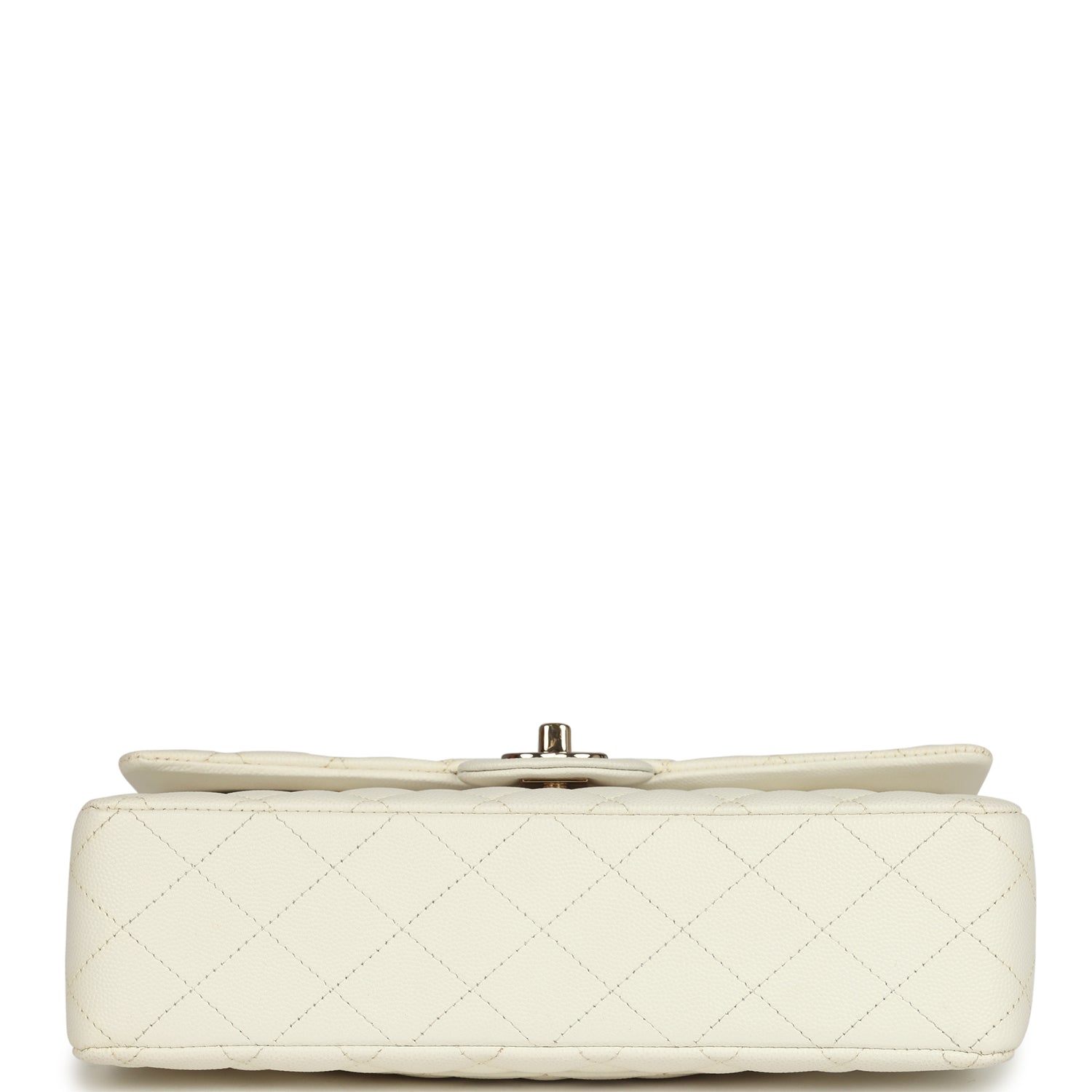 Chanel Medium Classic Double Flap White Caviar Light Gold Hardware