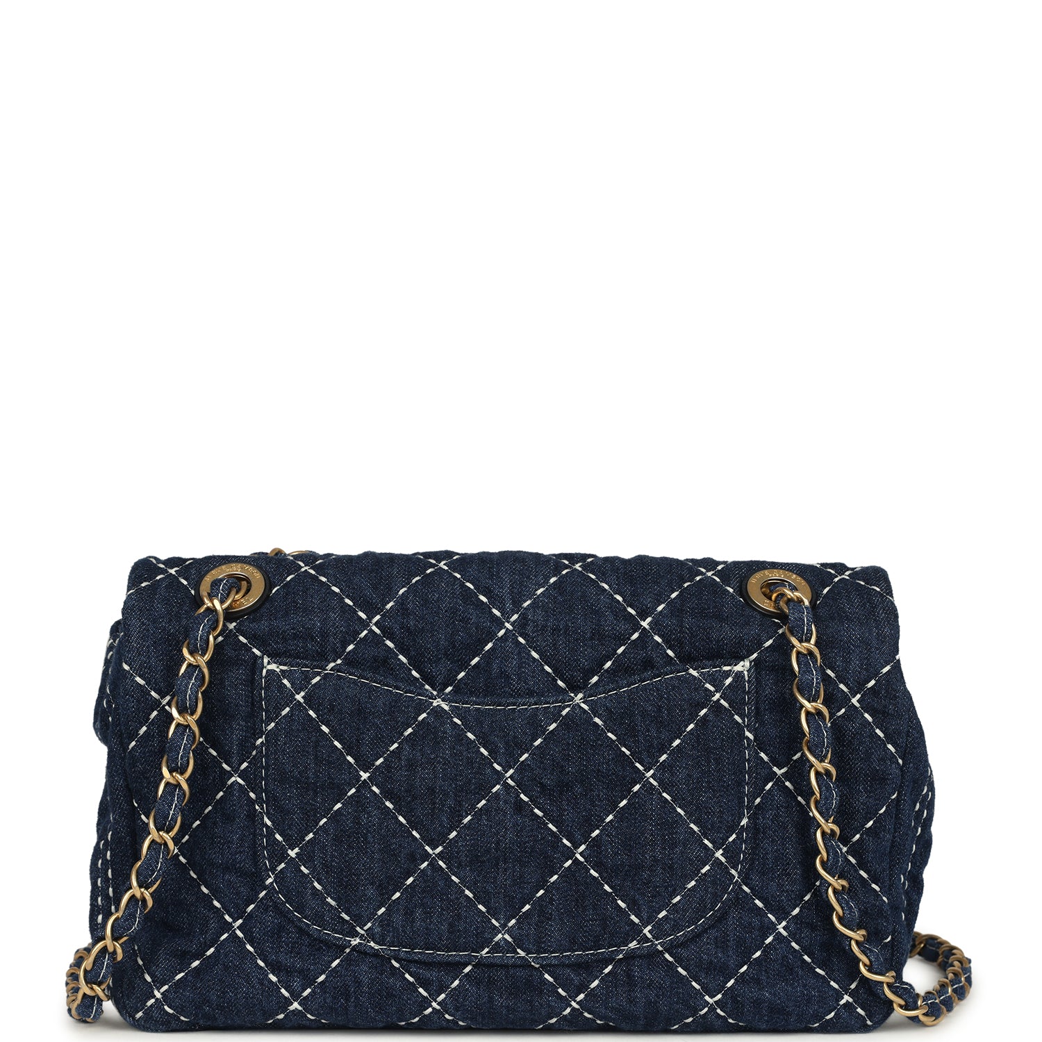 Chanel Medium Classic Flap Bag Blue Denim Aged Gold Hardware