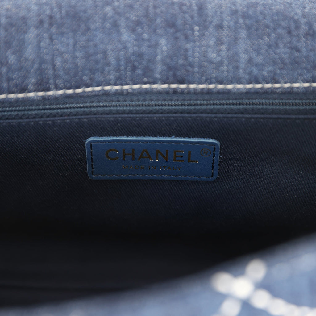 Chanel Medium Classic Flap Bag Blue Denim Aged Gold Hardware