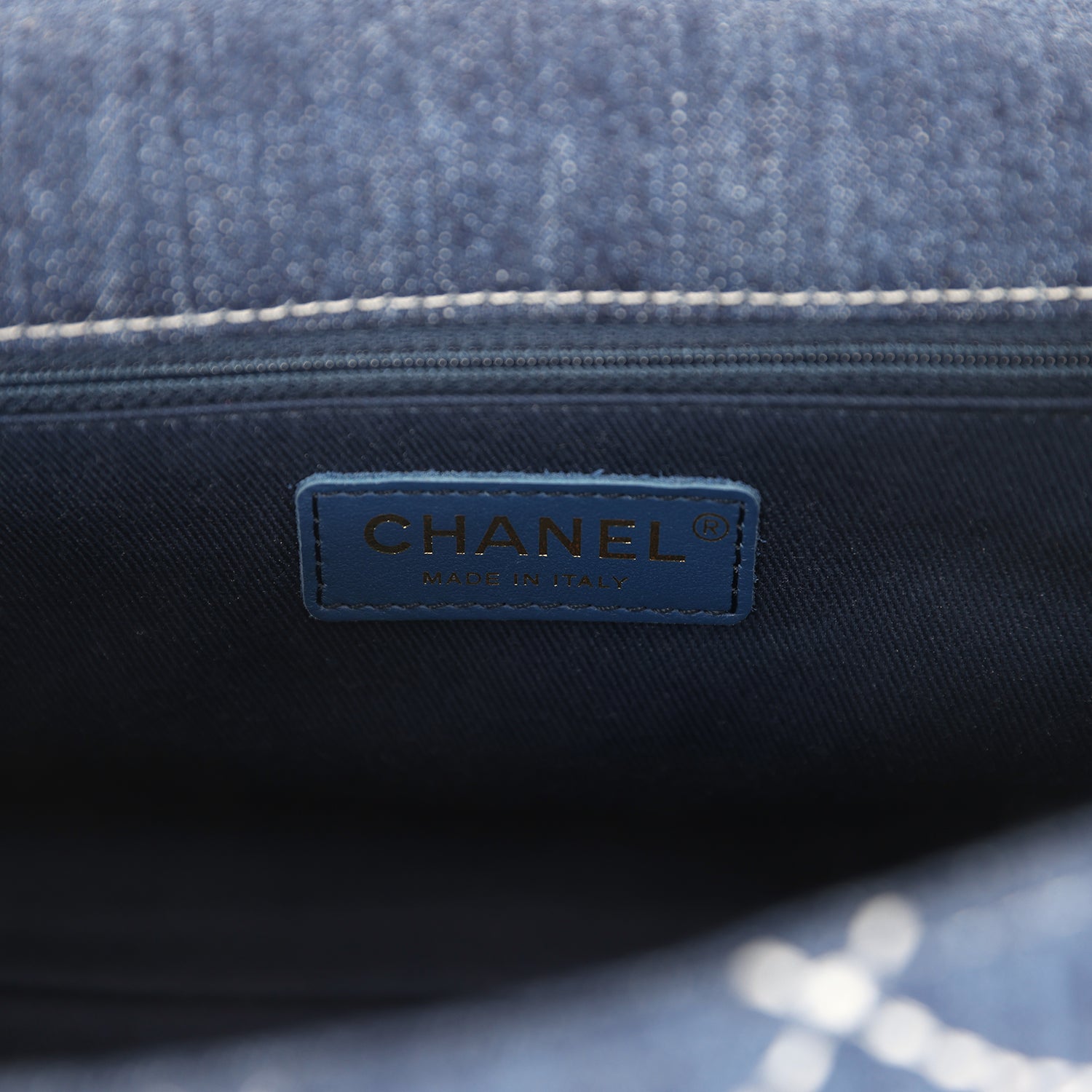 Chanel Medium Classic Flap Bag Blue Denim Aged Gold Hardware