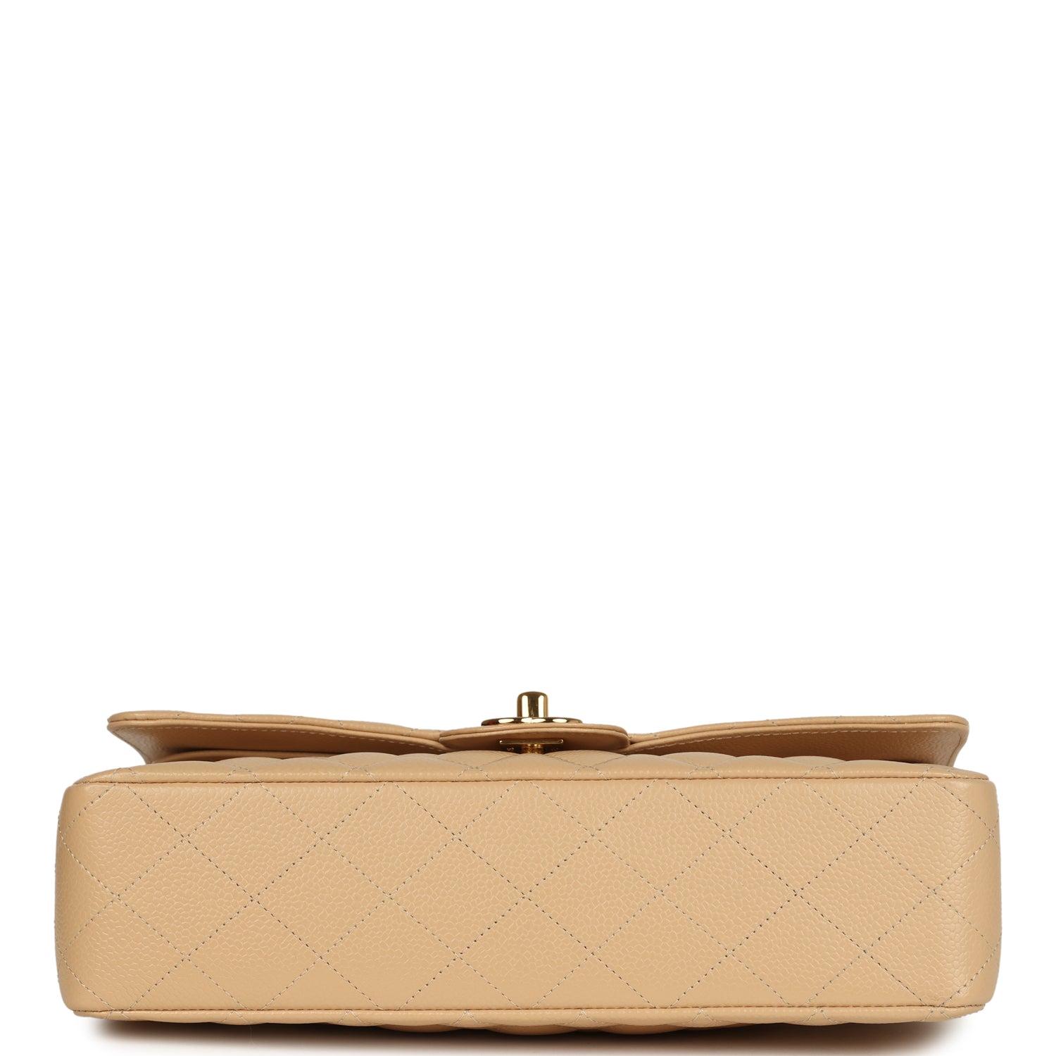 Pre-owned Chanel Medium Classic Double Flap Beige Caviar Gold Hardware