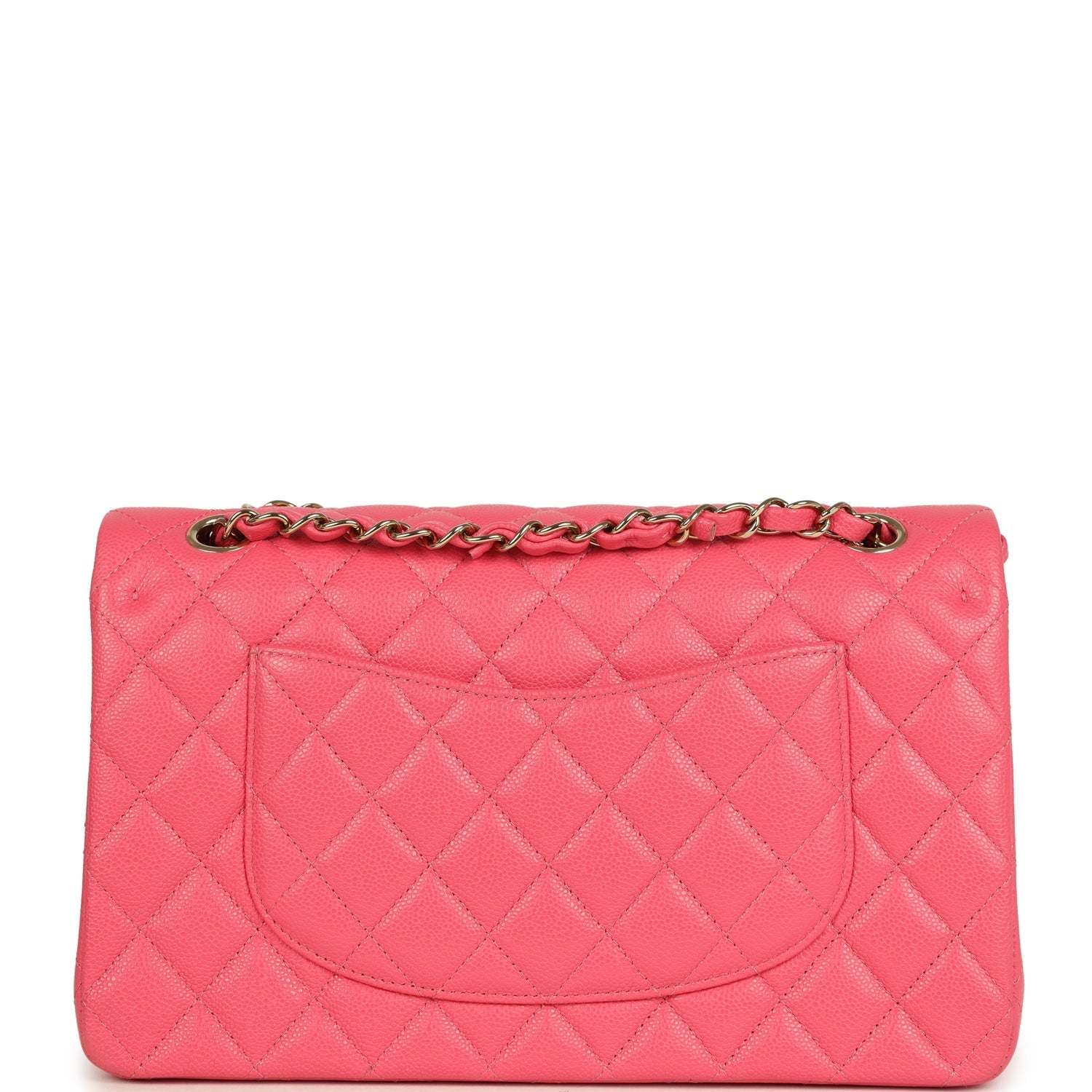 Chanel Medium Classic Double Flap Bag Dark Pink Shiny Caviar Gold Hardware