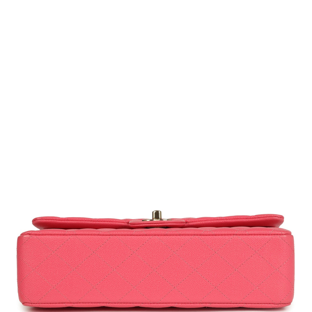 Chanel Medium Classic Double Flap Bag Dark Pink Shiny Caviar Gold Hardware