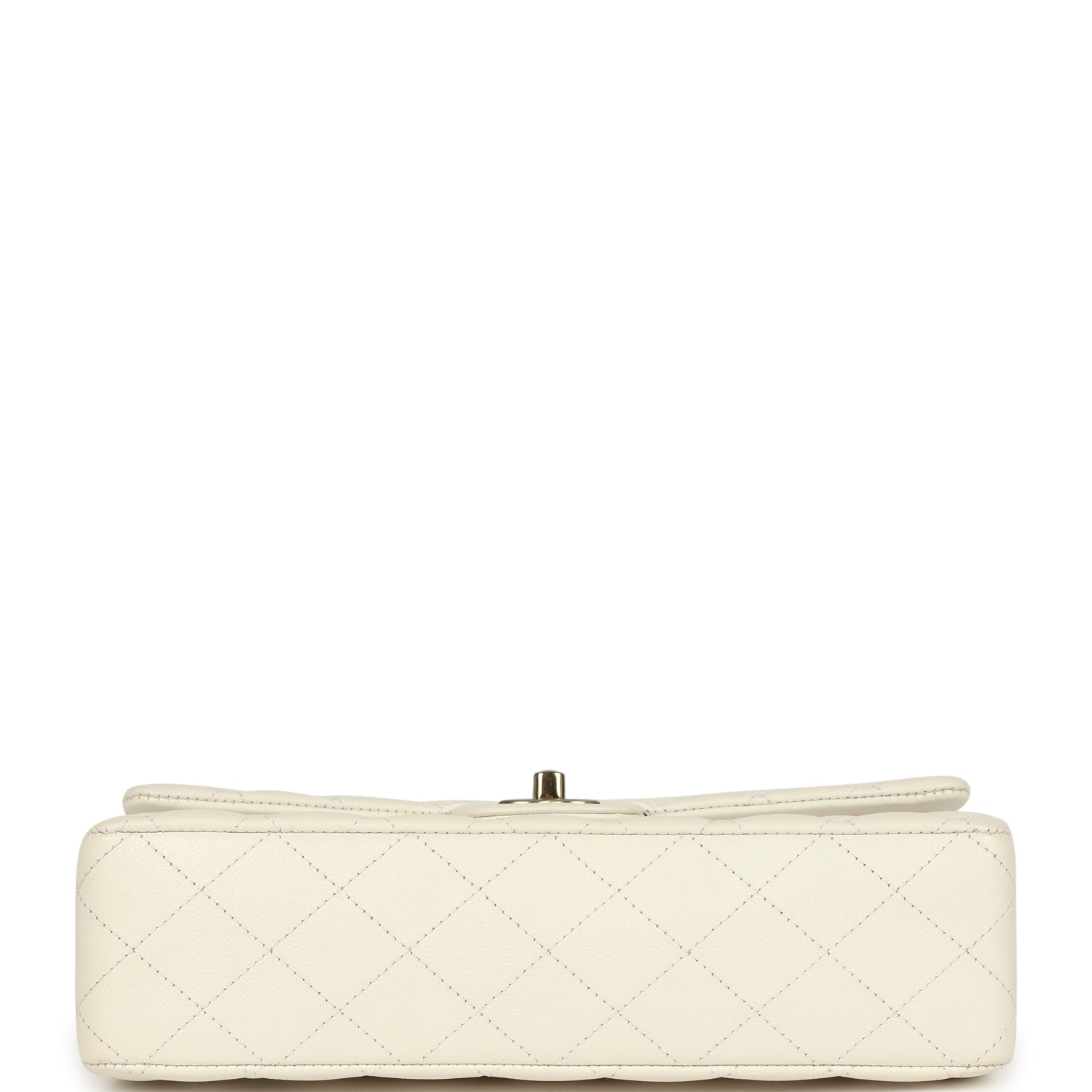 Chanel Medium Classic Double Flap White Caviar Light Gold Hardware