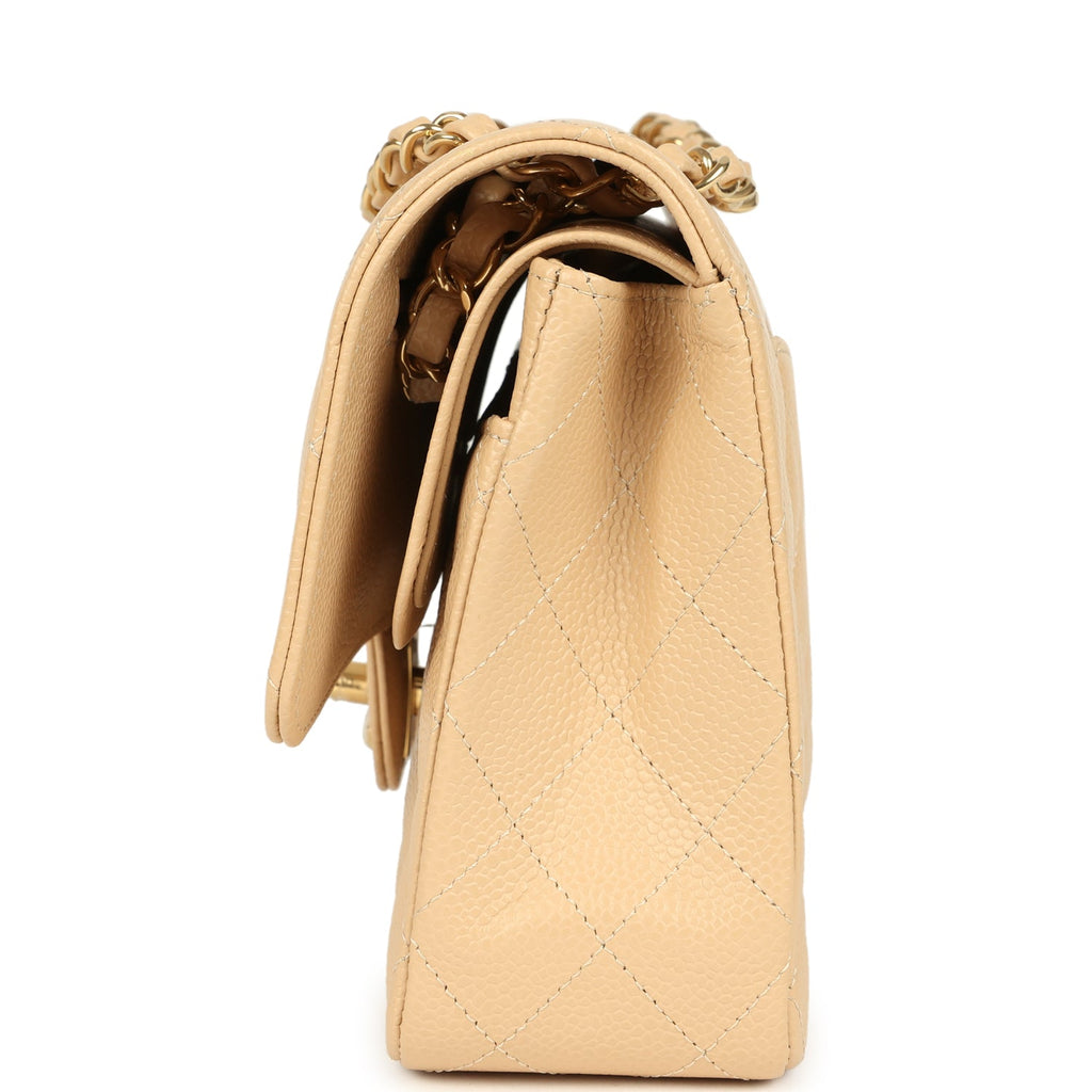 Chanel Medium Classic Double Flap Beige Clair Caviar Gold Hardware