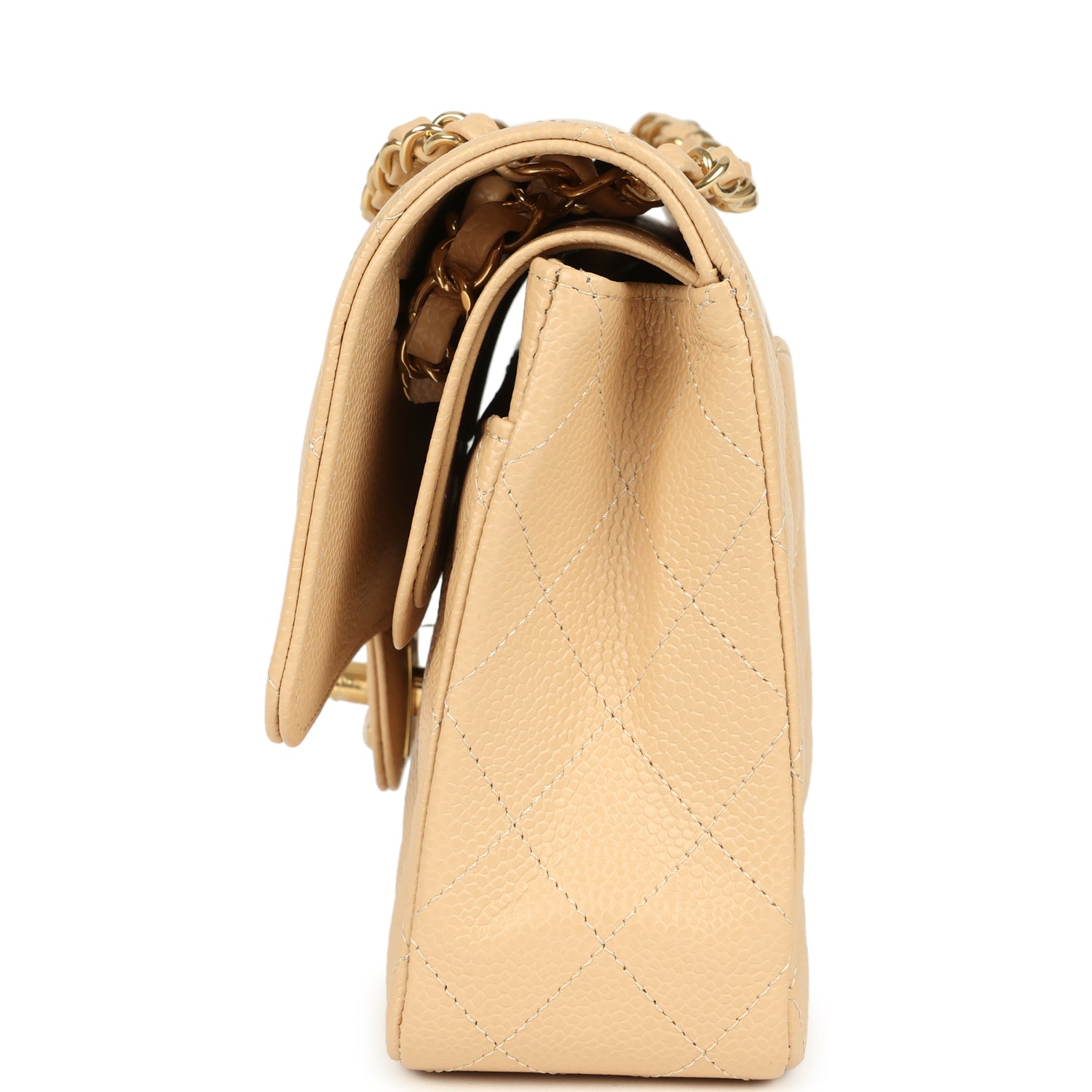 Chanel Medium Classic Double Flap Beige Clair Caviar Gold Hardware