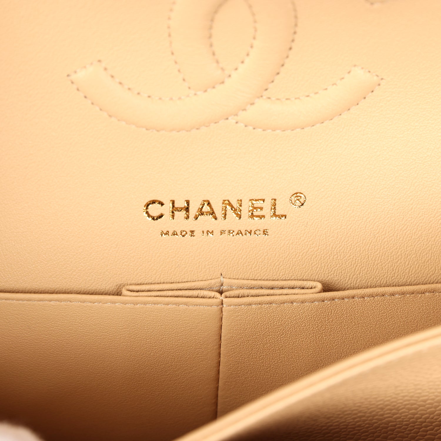Chanel Medium Classic Double Flap Beige Clair Caviar Gold Hardware