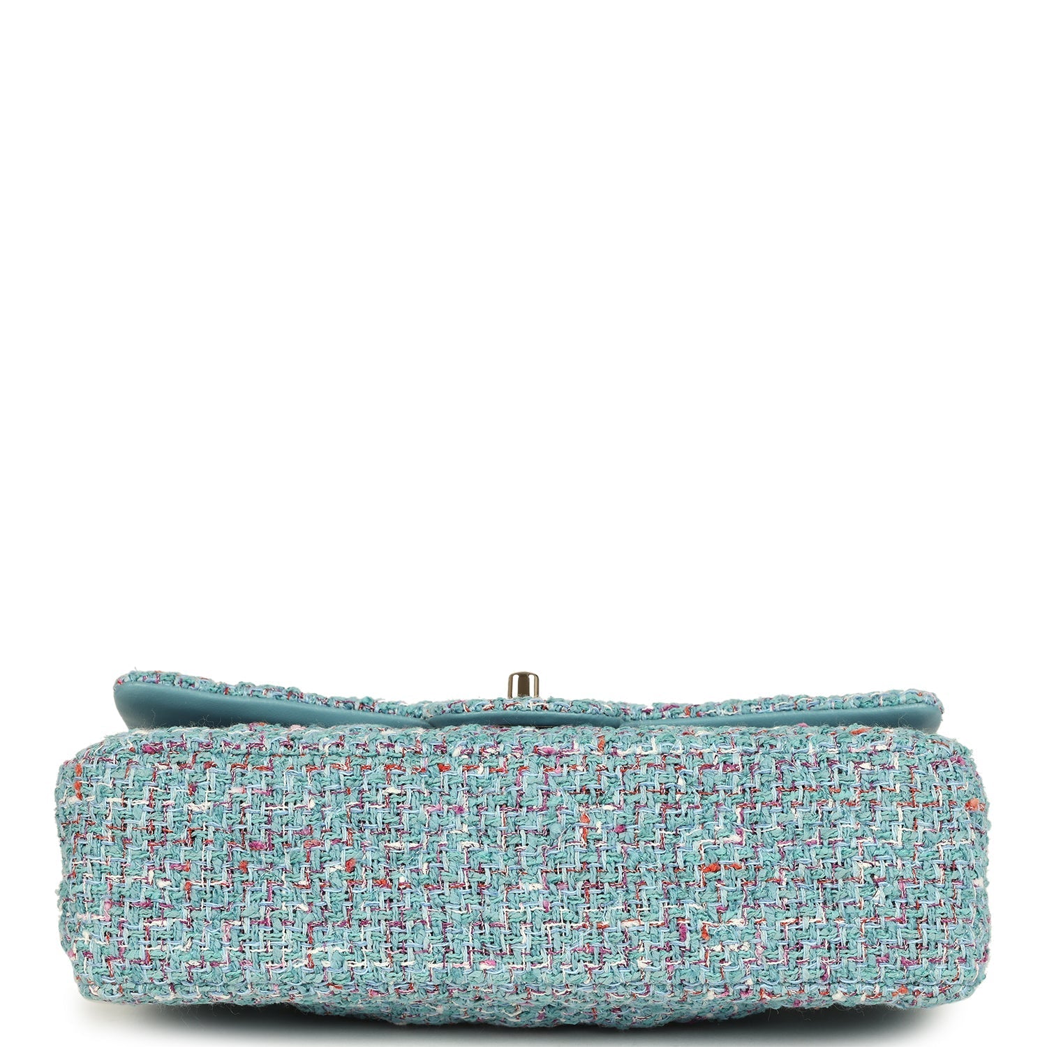 Chanel Medium Classic Double Flap Bag Blue Multi Tweed Light Gold Hardware