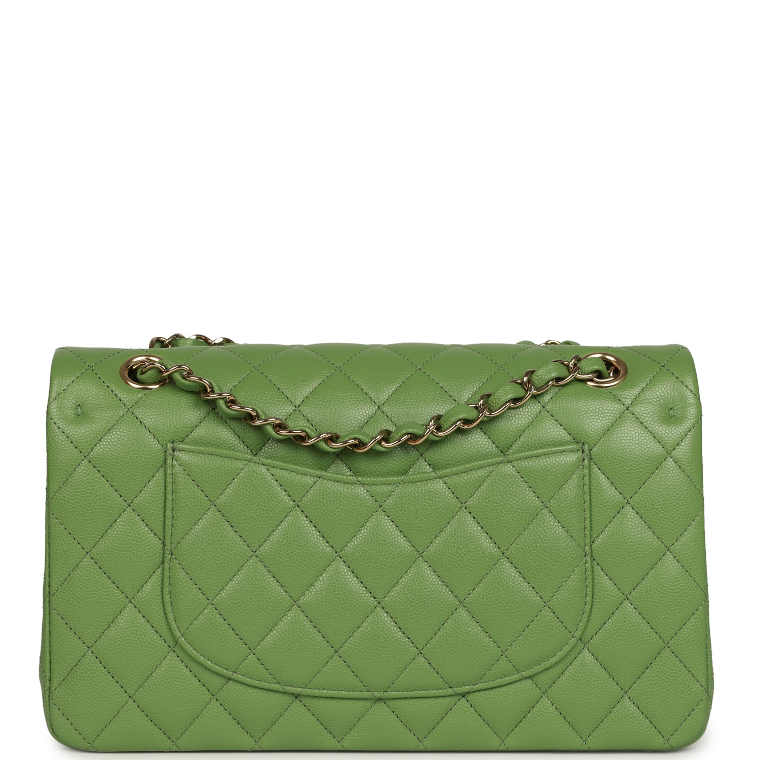 Chanel Medium Classic Double Flap Bag Green Shiny Caviar Light Gold Hardware