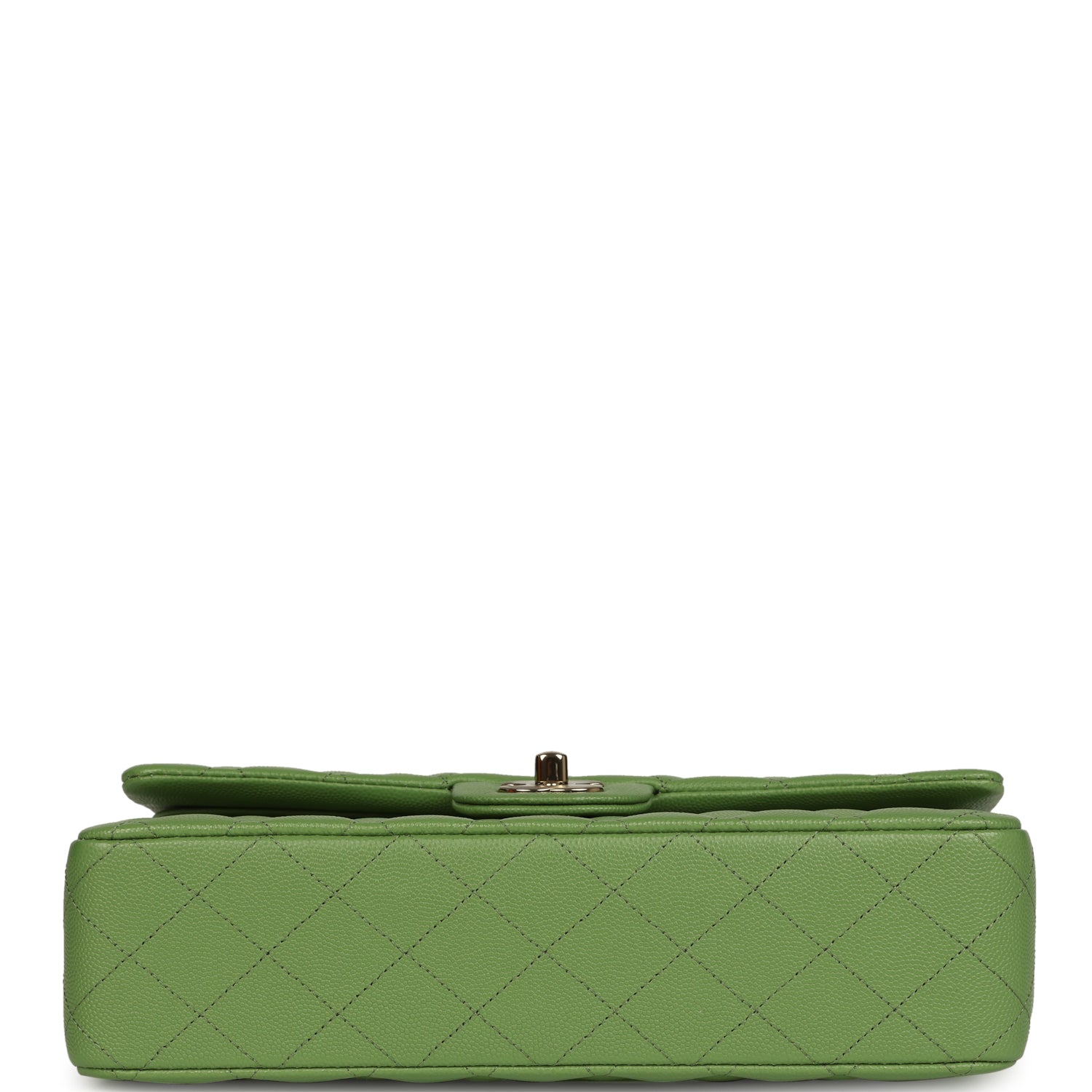 Chanel Medium Classic Double Flap Bag Green Shiny Caviar Light Gold Hardware