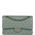 Chanel Medium Classic Double Flap Bag Blue Shiny Caviar Silver Hardware