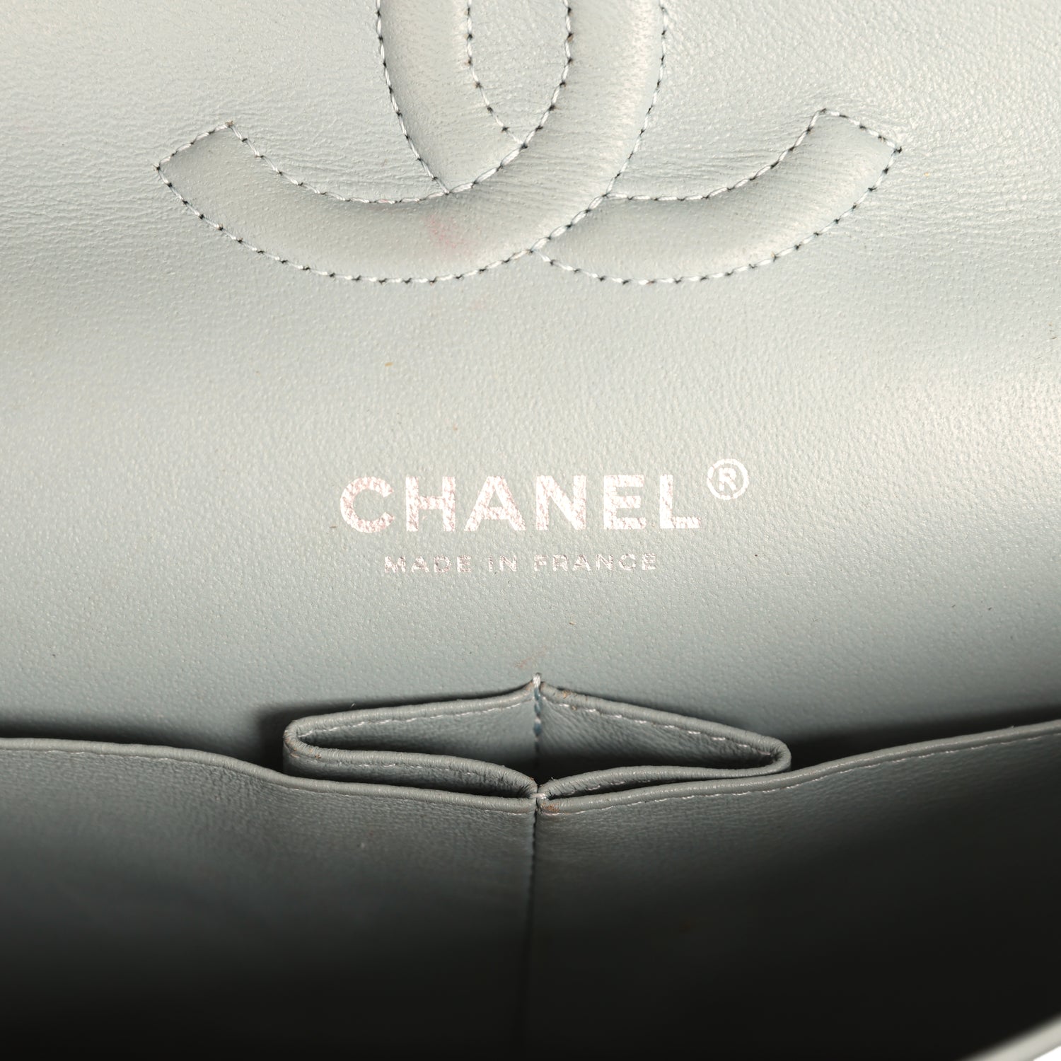 Chanel Medium Classic Double Flap Bag Blue Shiny Caviar Silver Hardware