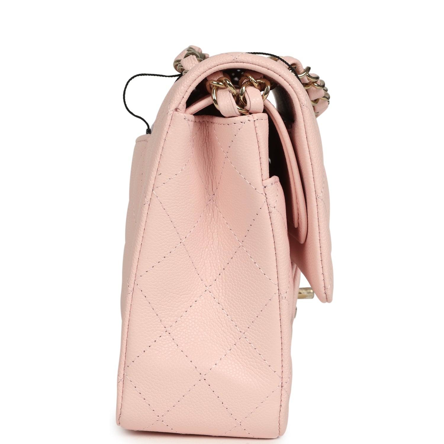 Chanel Medium Classic Double Flap Bag Light Pink Shiny Caviar Light Gold Hardware