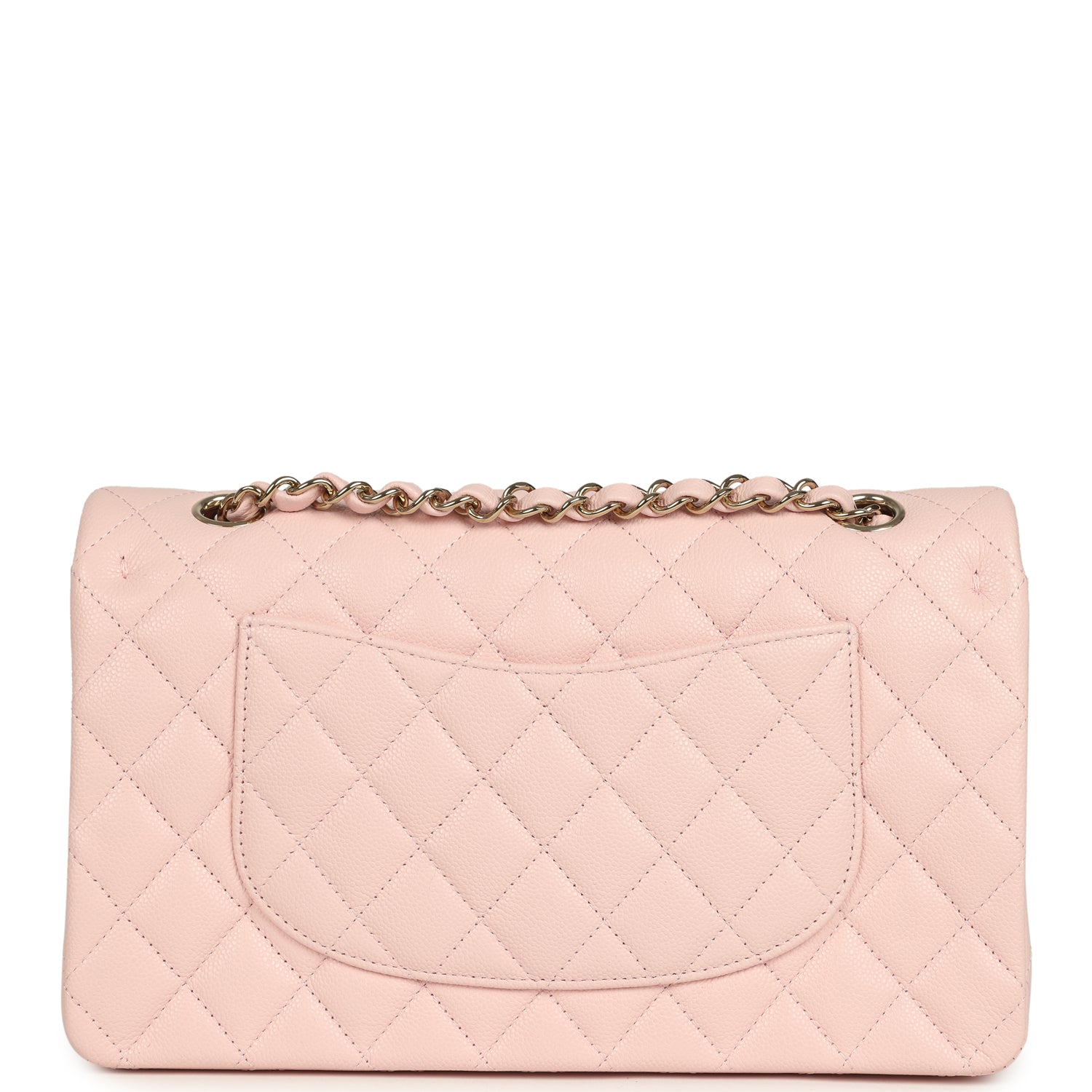 Chanel Medium Classic Double Flap Bag Light Pink Shiny Caviar Light Gold Hardware