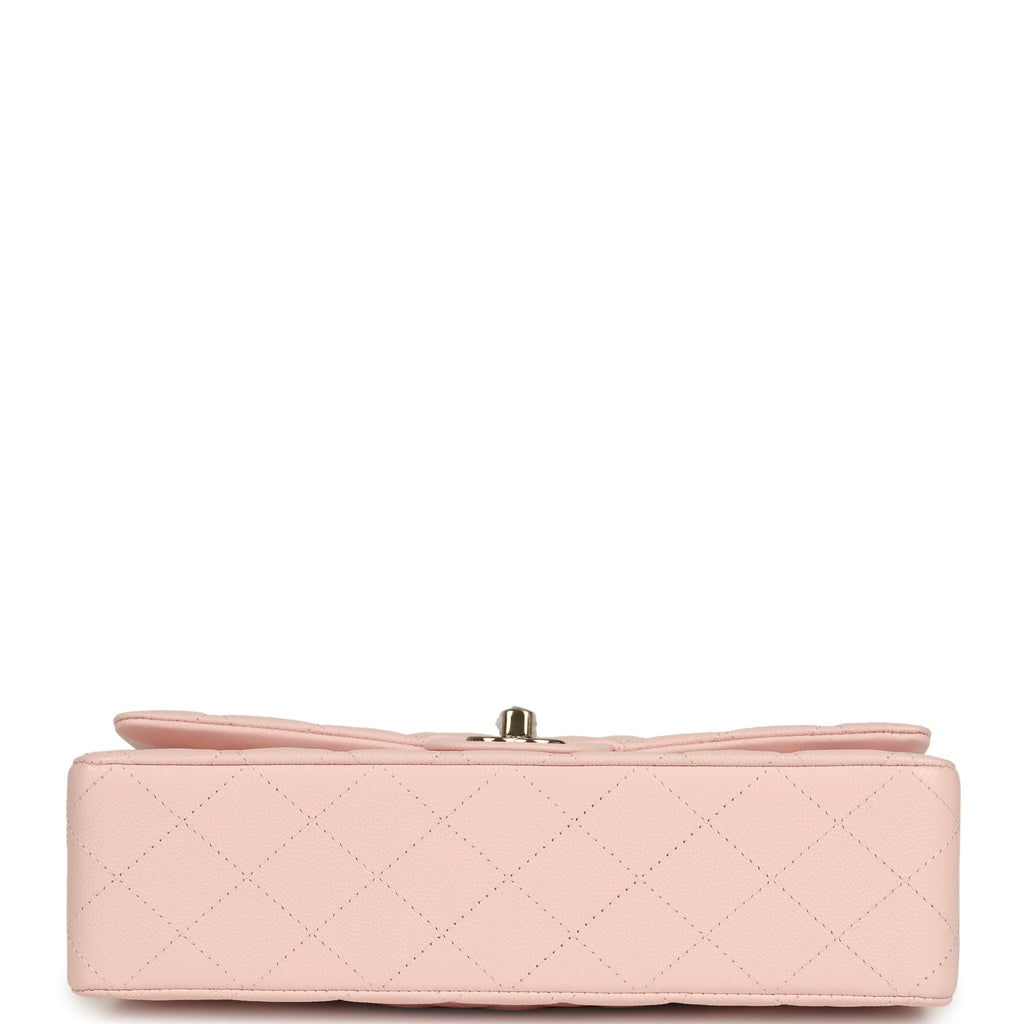 Chanel Medium Classic Double Flap Bag Light Pink Shiny Caviar Light Gold Hardware