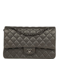 Chanel Medium Classic Double Flap Bag Charcoal Metallic Goatskin Aged Ruthenium Hardware