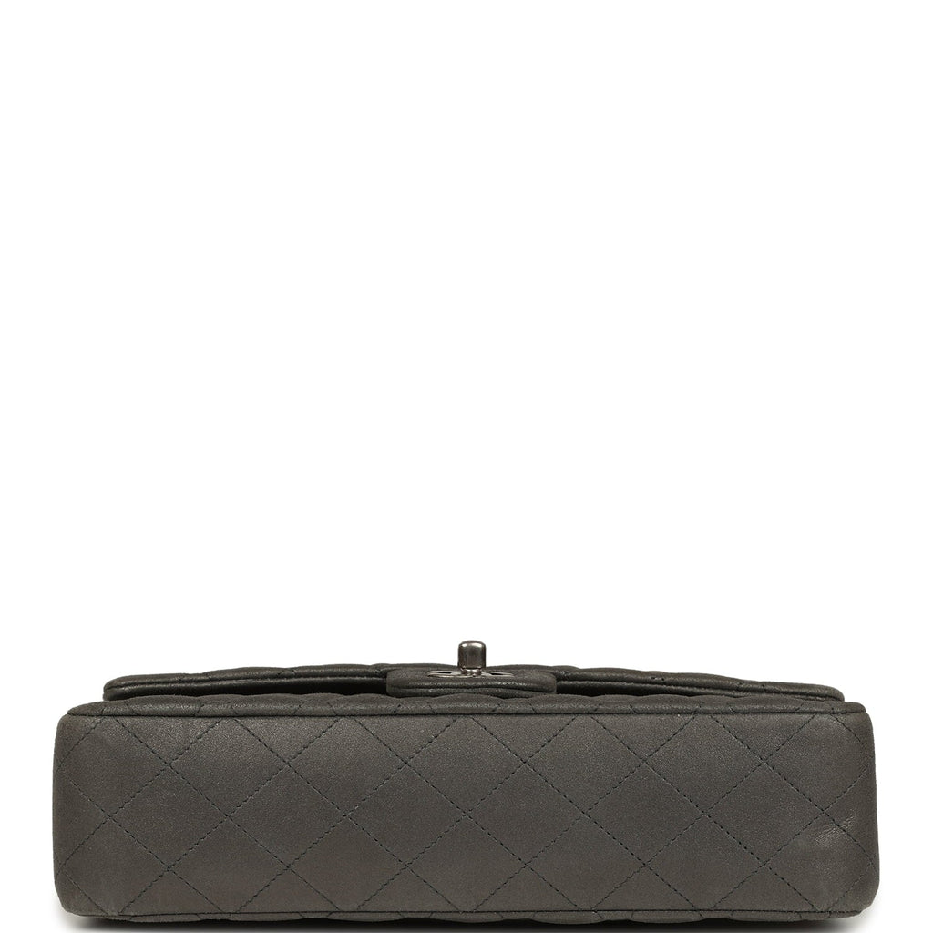 Chanel Medium Classic Double Flap Bag Charcoal Metallic Goatskin Aged Ruthenium Hardware
