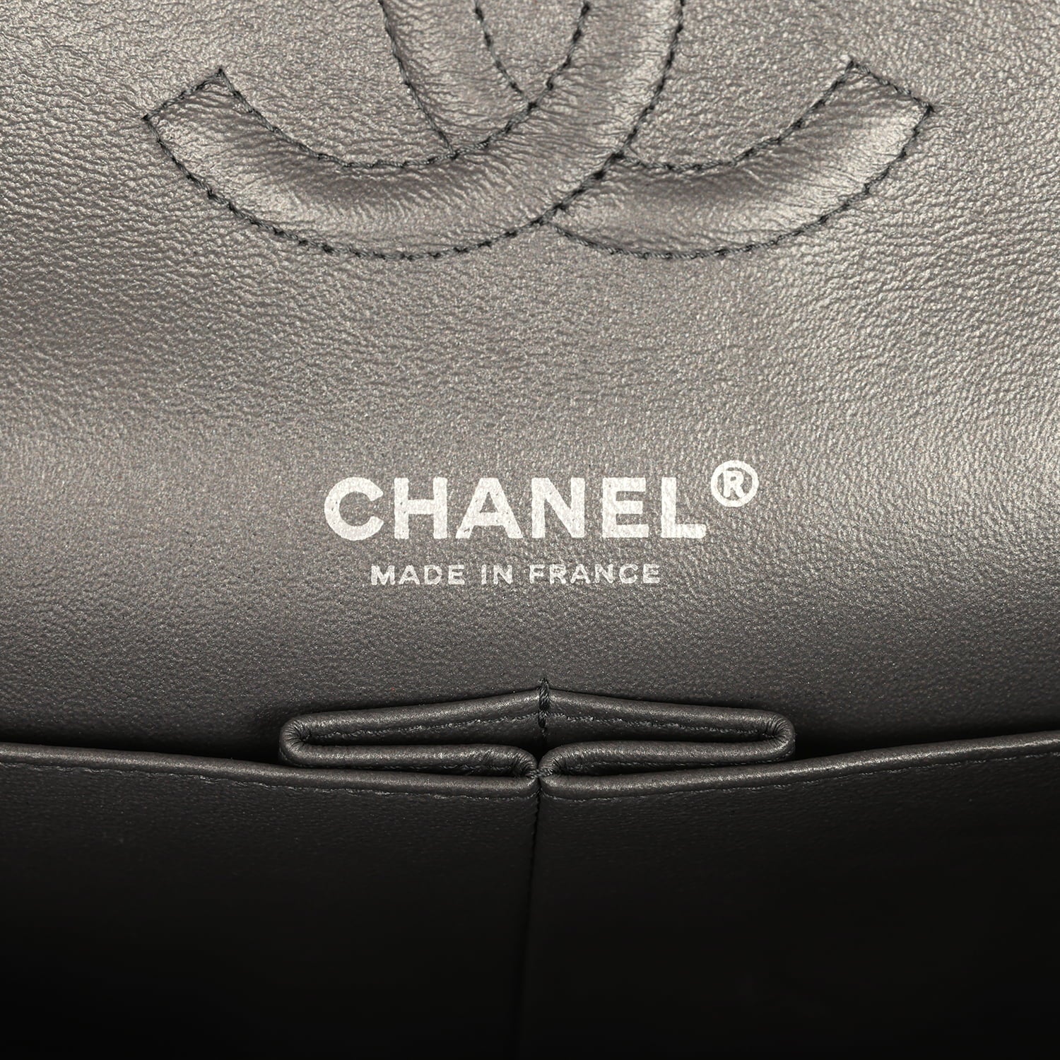 Chanel Medium Classic Double Flap Bag Charcoal Metallic Goatskin Aged Ruthenium Hardware