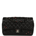 Chanel Medium Lady Bug Single Flap Bag Black Lambskin Silver Hardware