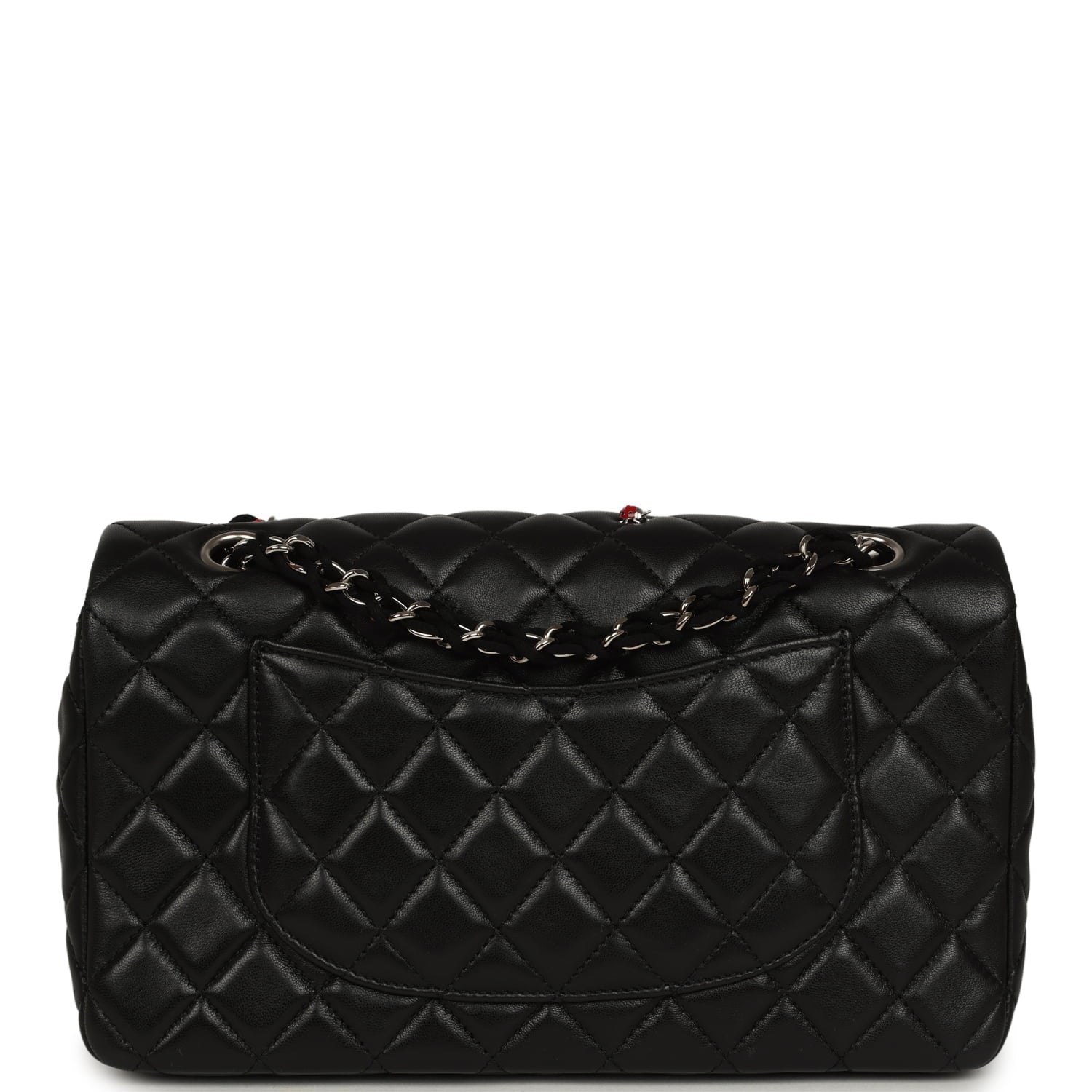 Chanel Medium Lady Bug Single Flap Bag Black Lambskin Silver Hardware