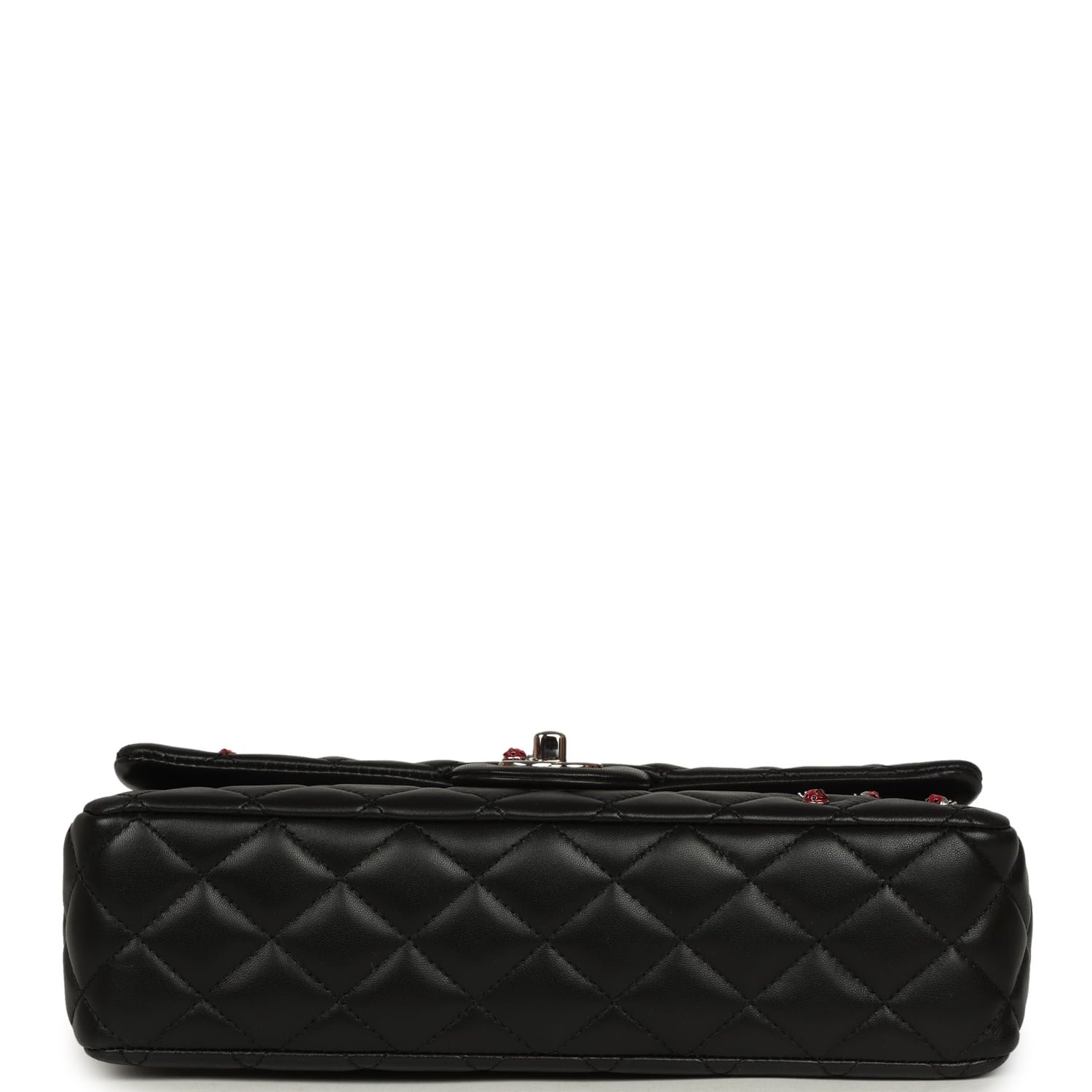 Chanel Medium Lady Bug Single Flap Bag Black Lambskin Silver Hardware