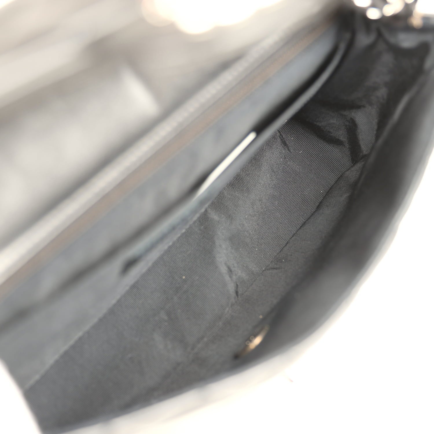Chanel Medium Lady Bug Single Flap Bag Black Lambskin Silver Hardware