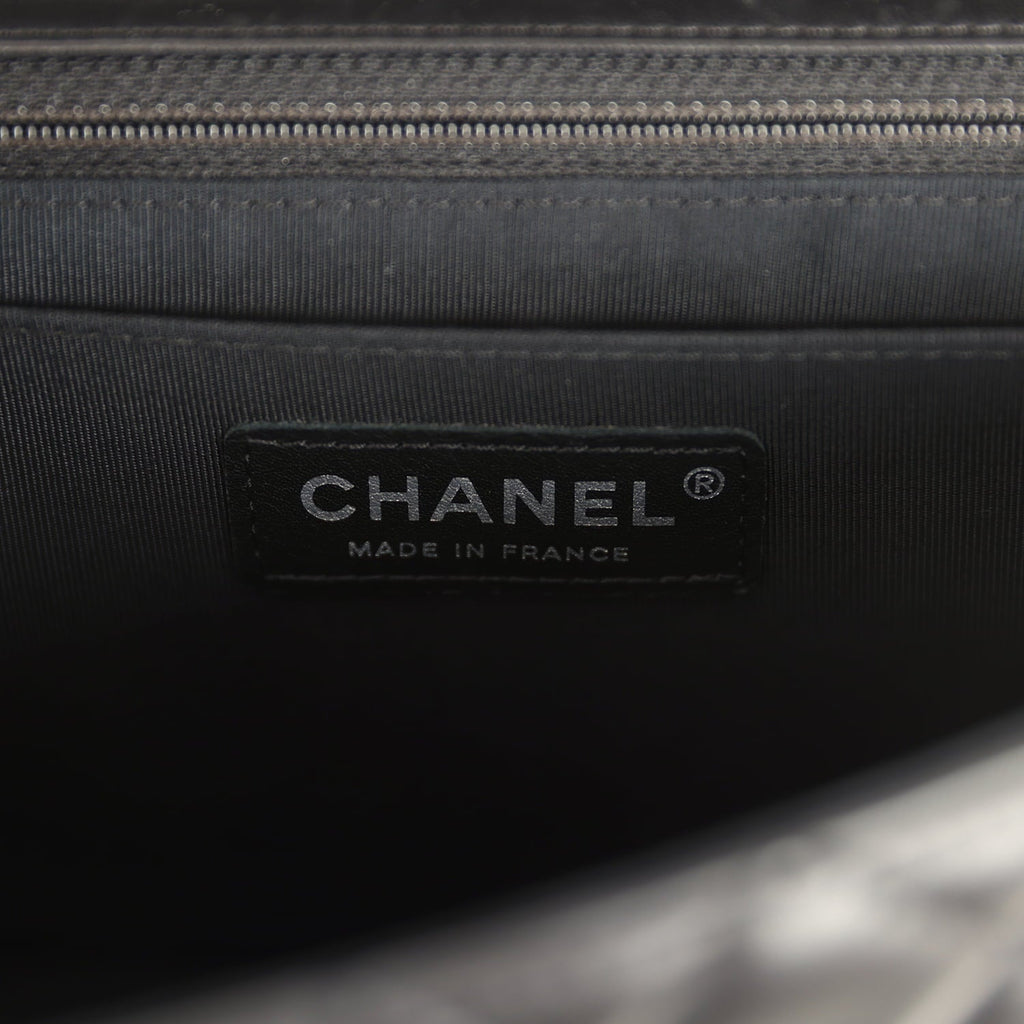 Chanel Medium Lady Bug Single Flap Bag Black Lambskin Silver Hardware
