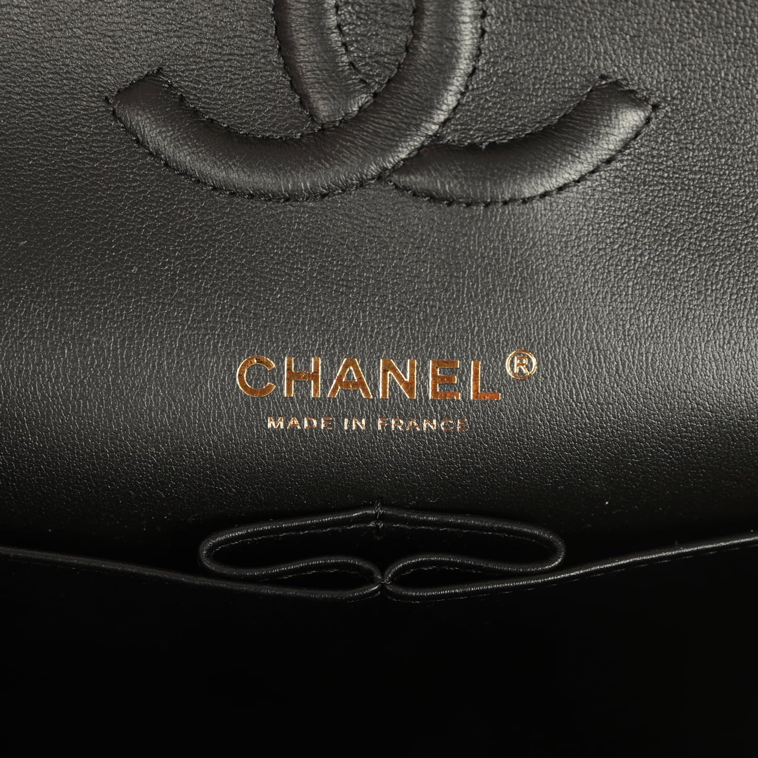 Chanel Medium Classic Croc Embossed Double Flap Bag Black Lambskin Gold Hardware