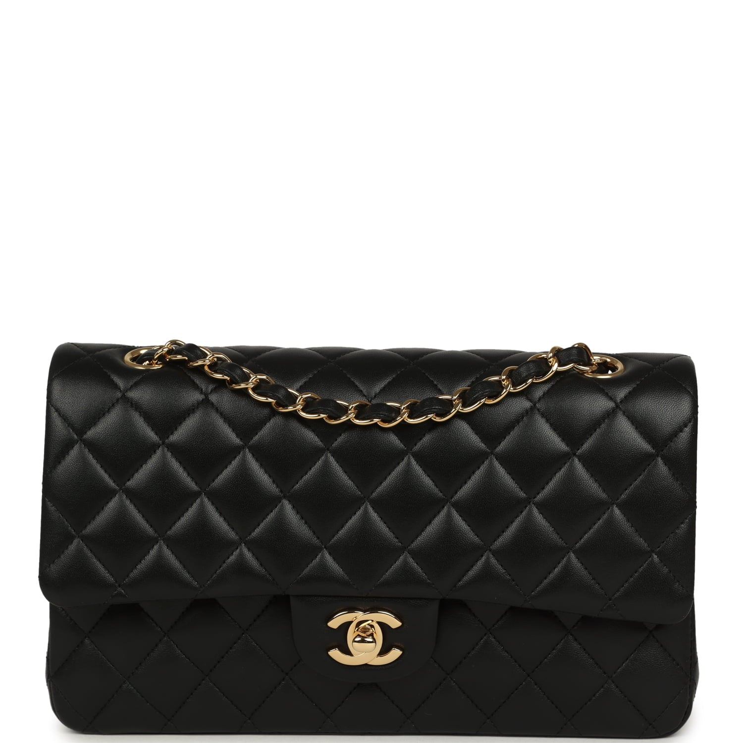 Chanel Medium Classic Double Flap Bag Black Lambskin Gold Hardware