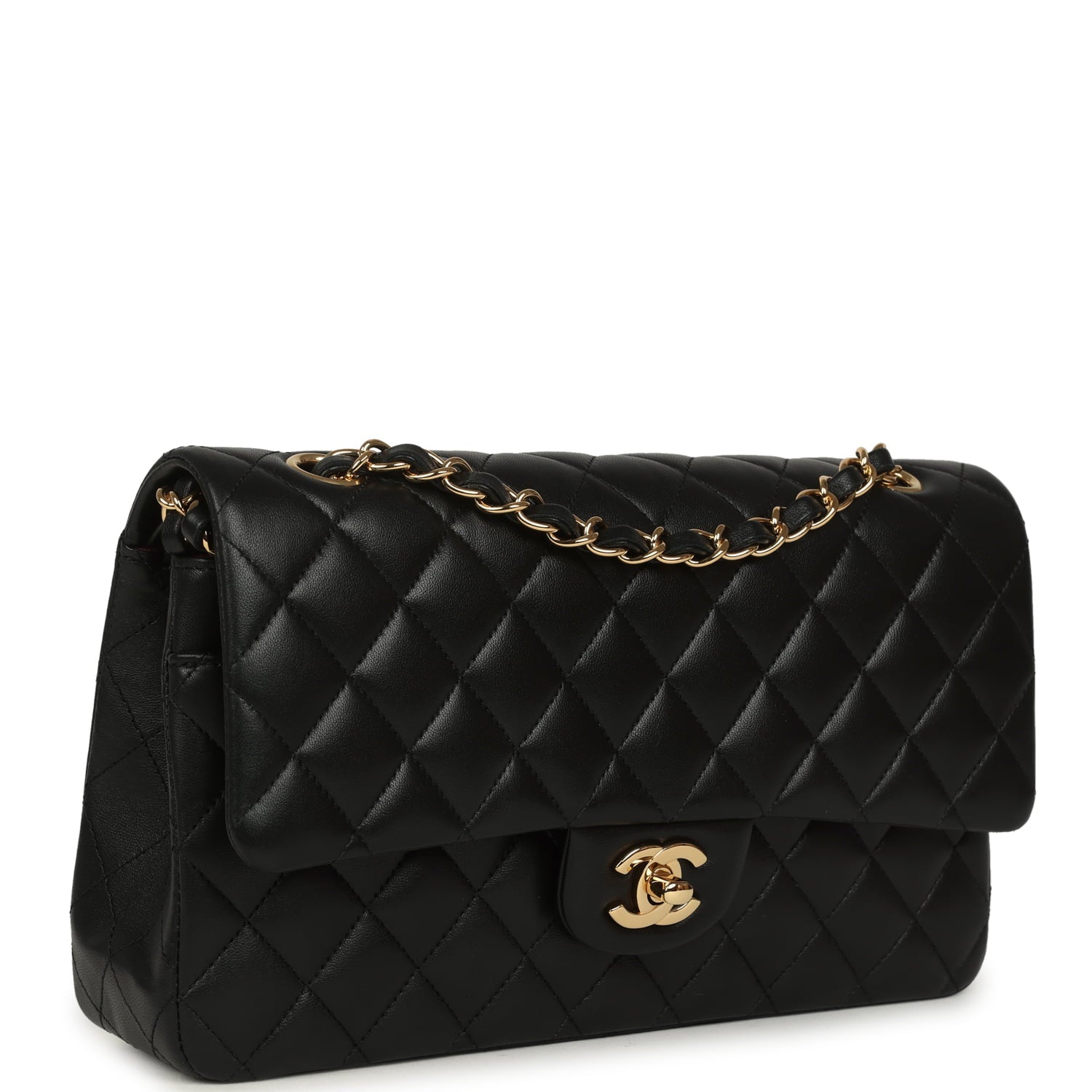 Chanel Medium Classic Double Flap Bag Black Lambskin Gold Hardware