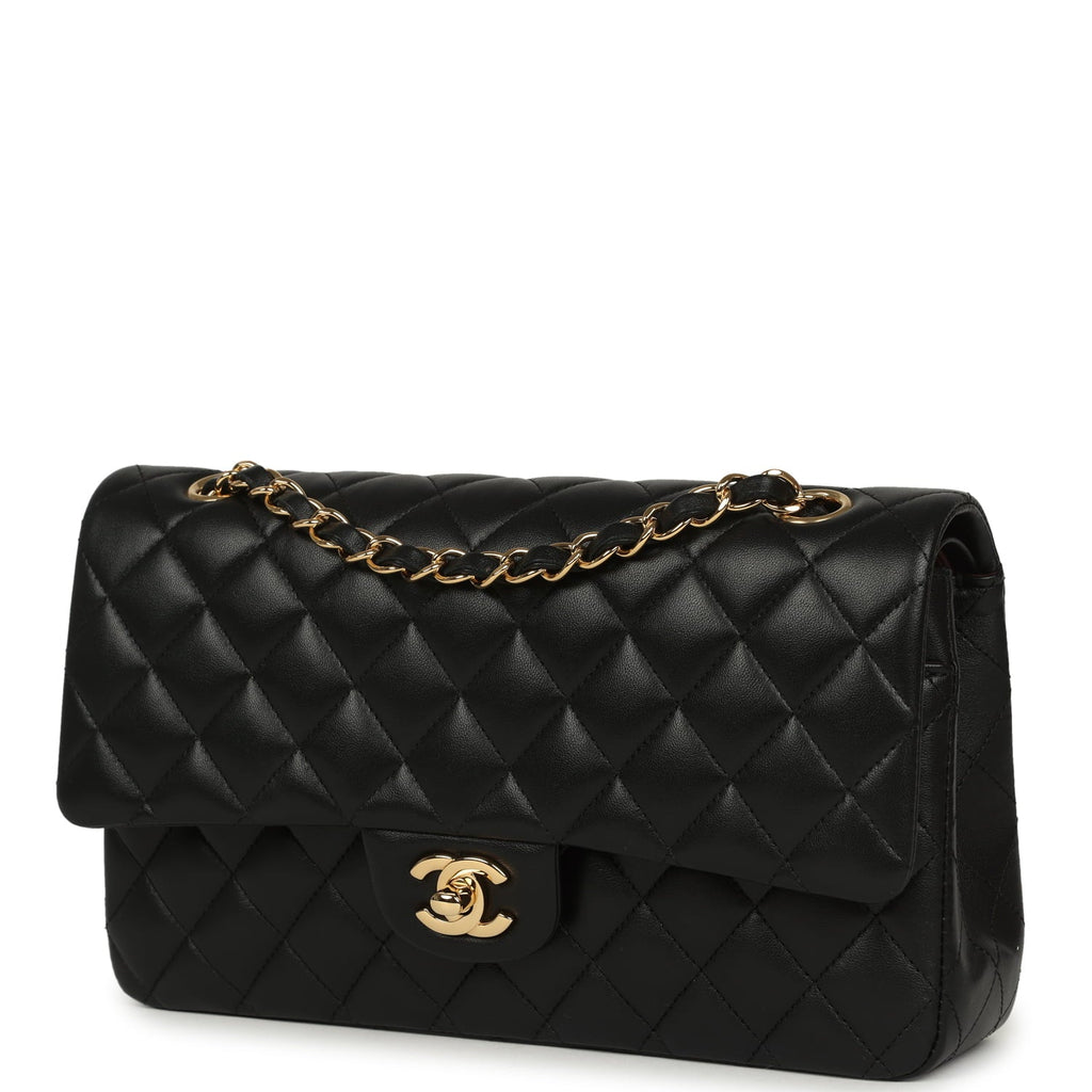 Chanel Medium Classic Double Flap Bag Black Lambskin Gold Hardware