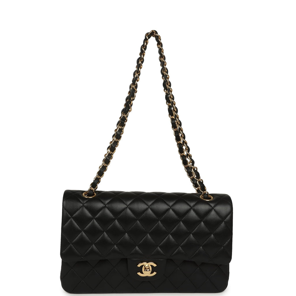 Chanel Medium Classic Double Flap Bag Black Lambskin Gold Hardware