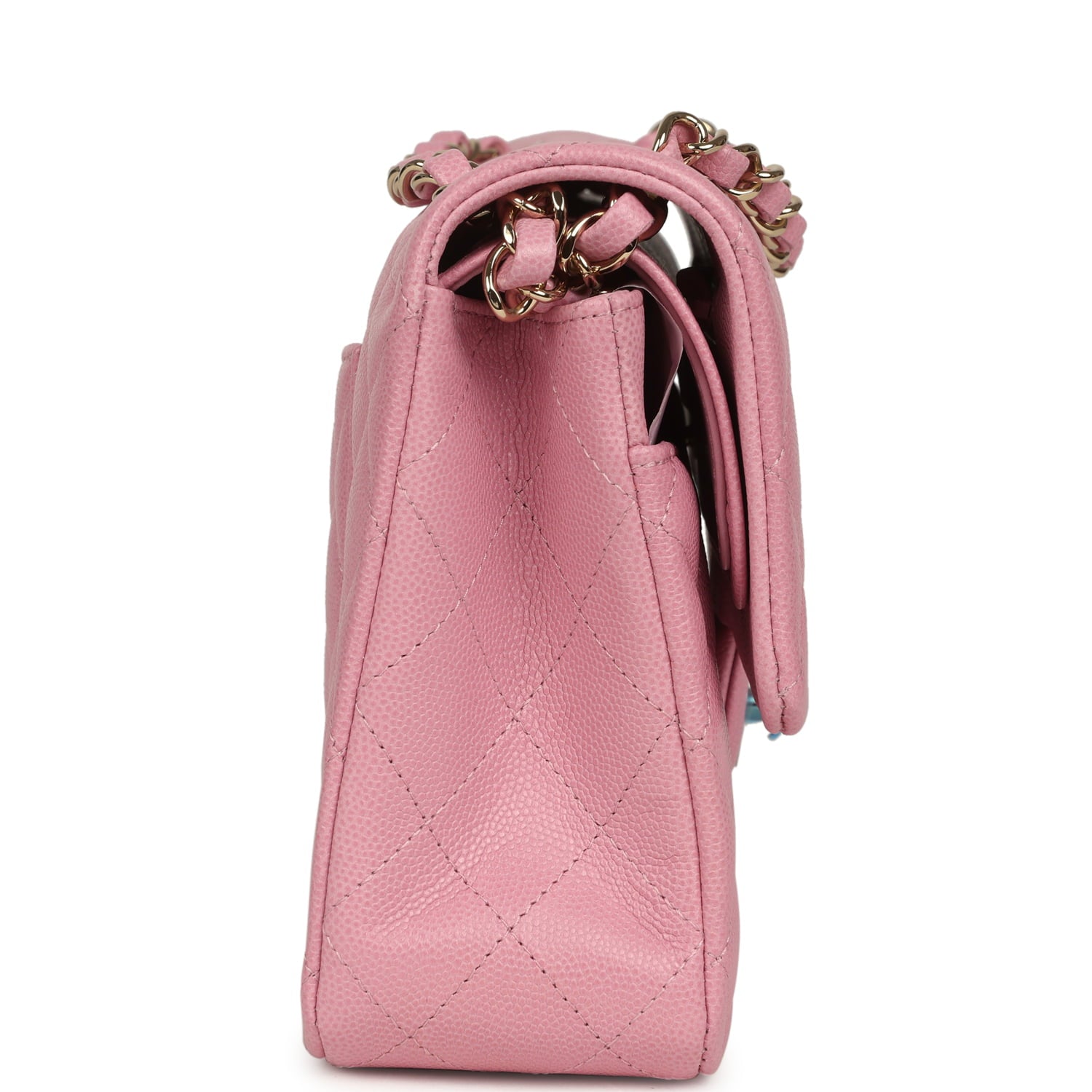 Chanel Medium Classic Double Flap Bag Pink Shiny Caviar Light Gold Hardware