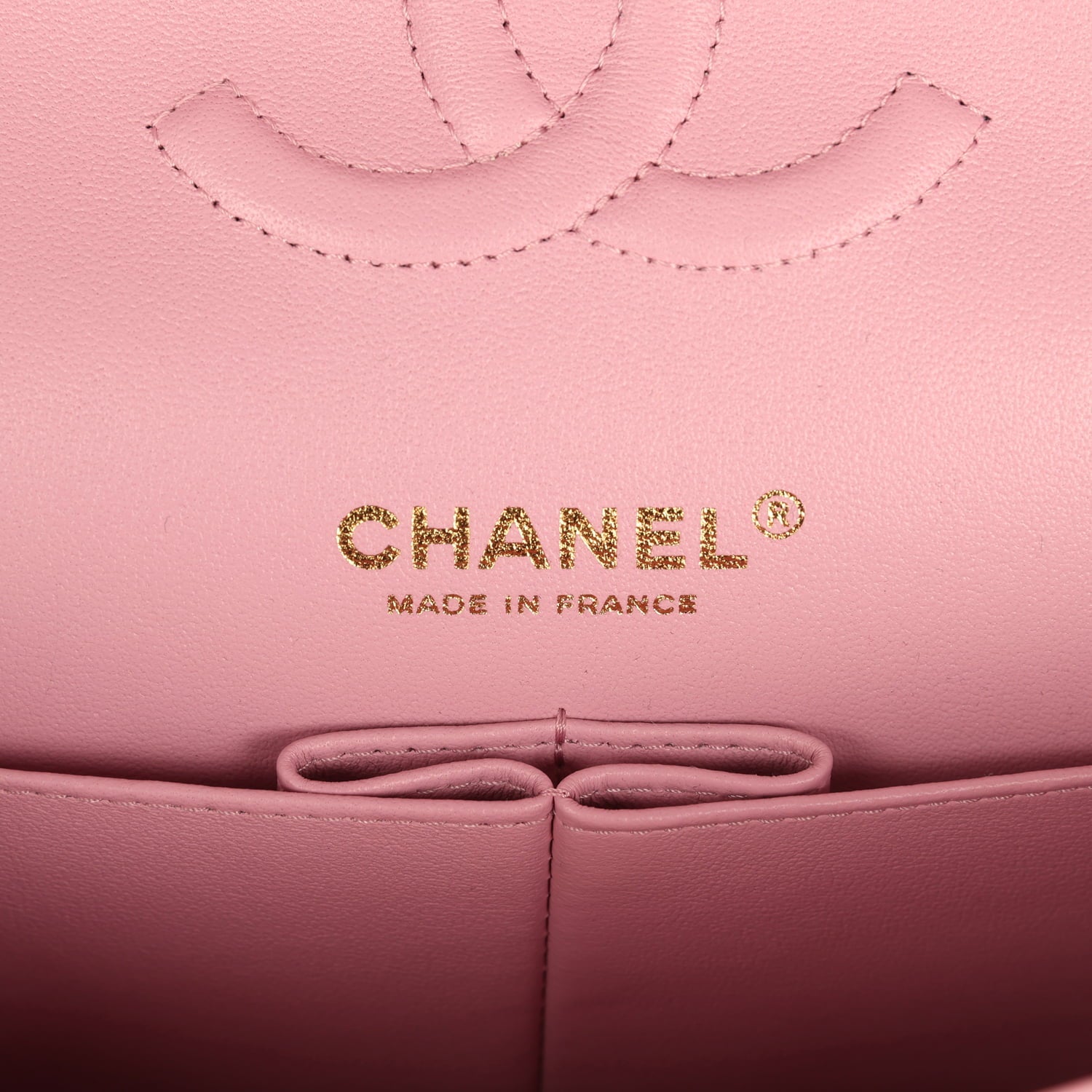 Chanel Medium Classic Double Flap Bag Pink Shiny Caviar Light Gold Hardware