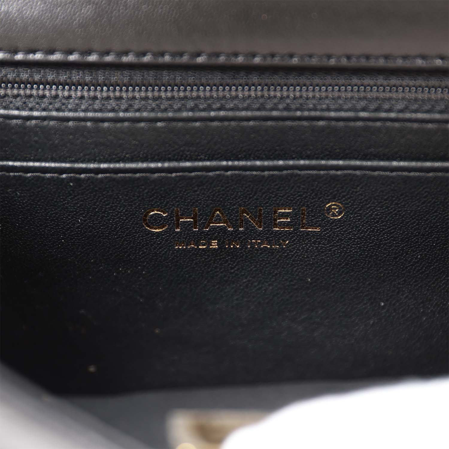 Chanel Mini Square Flap Bag Black Lambskin Light Gold Hardware