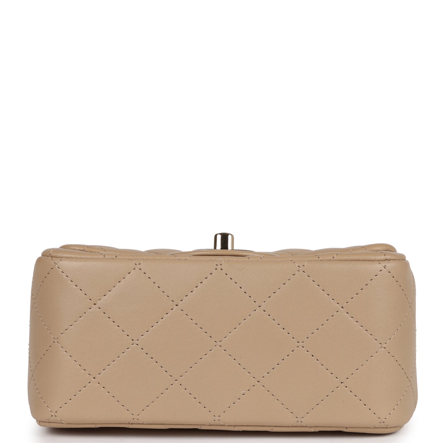Chanel Mini Square Flap Bag Beige Lambskin Light Gold Hardware