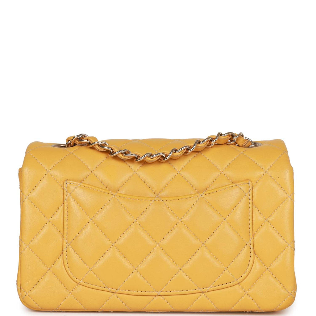 Pre-owned Chanel Mini Rectangular Flap Bag Yellow Lambskin Light Gold Hardware