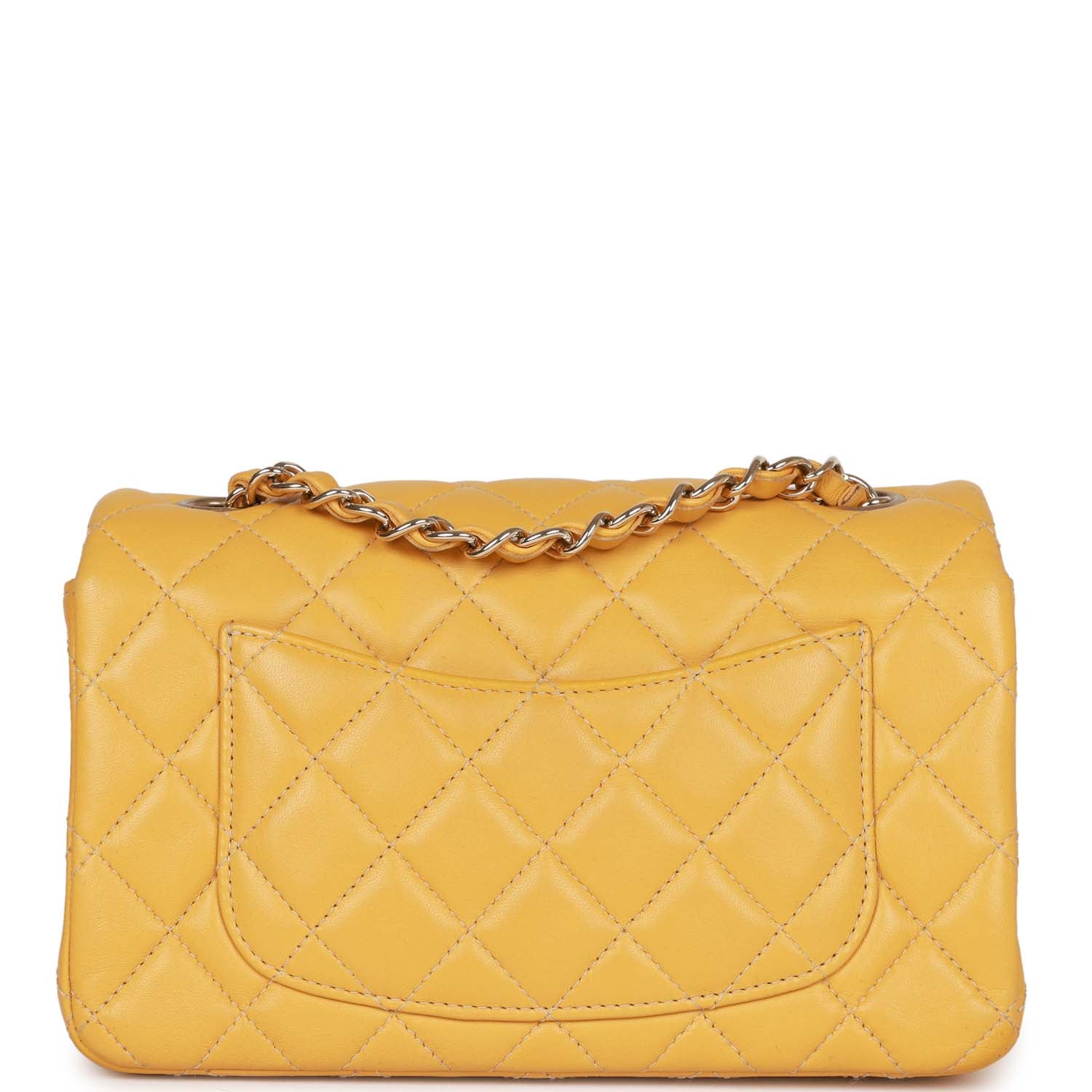 Pre-owned Chanel Mini Rectangular Flap Bag Yellow Lambskin Light Gold Hardware