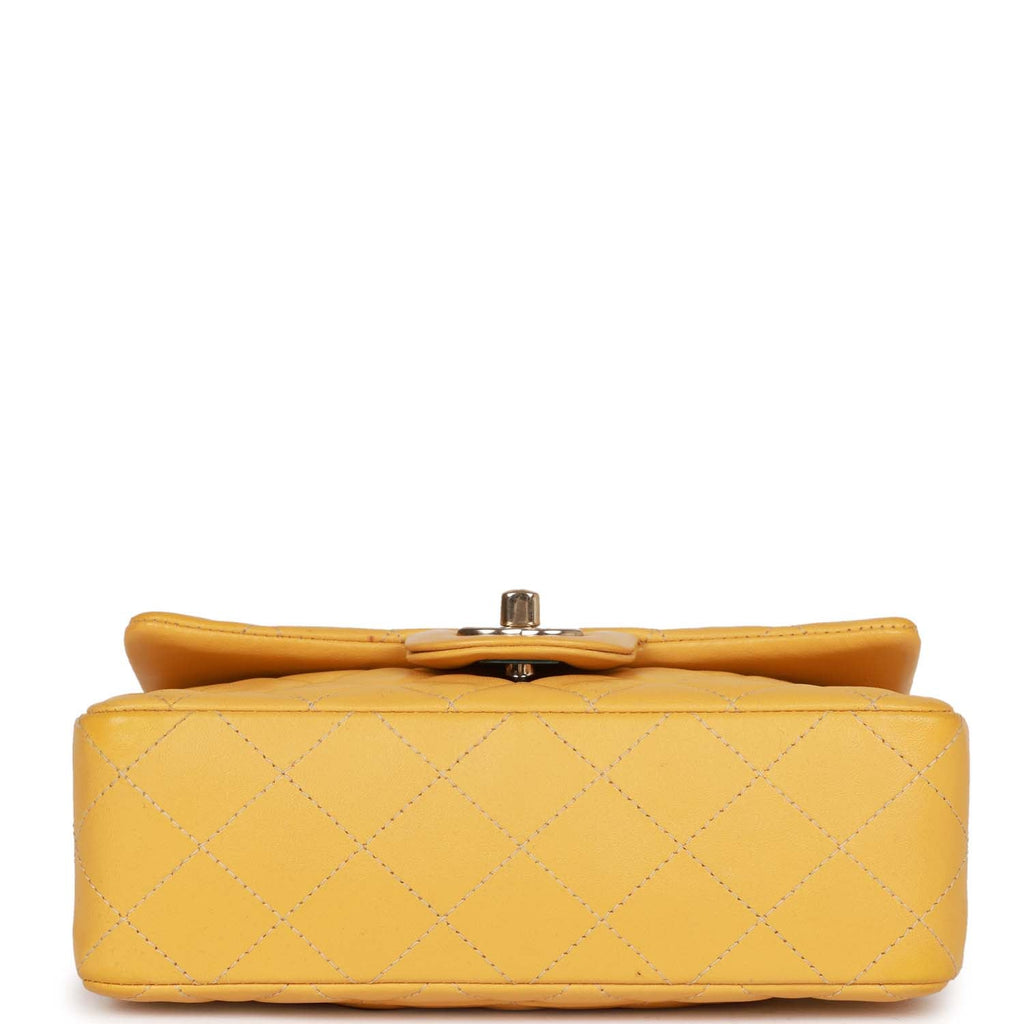 Pre-owned Chanel Mini Rectangular Flap Bag Yellow Lambskin Light Gold Hardware