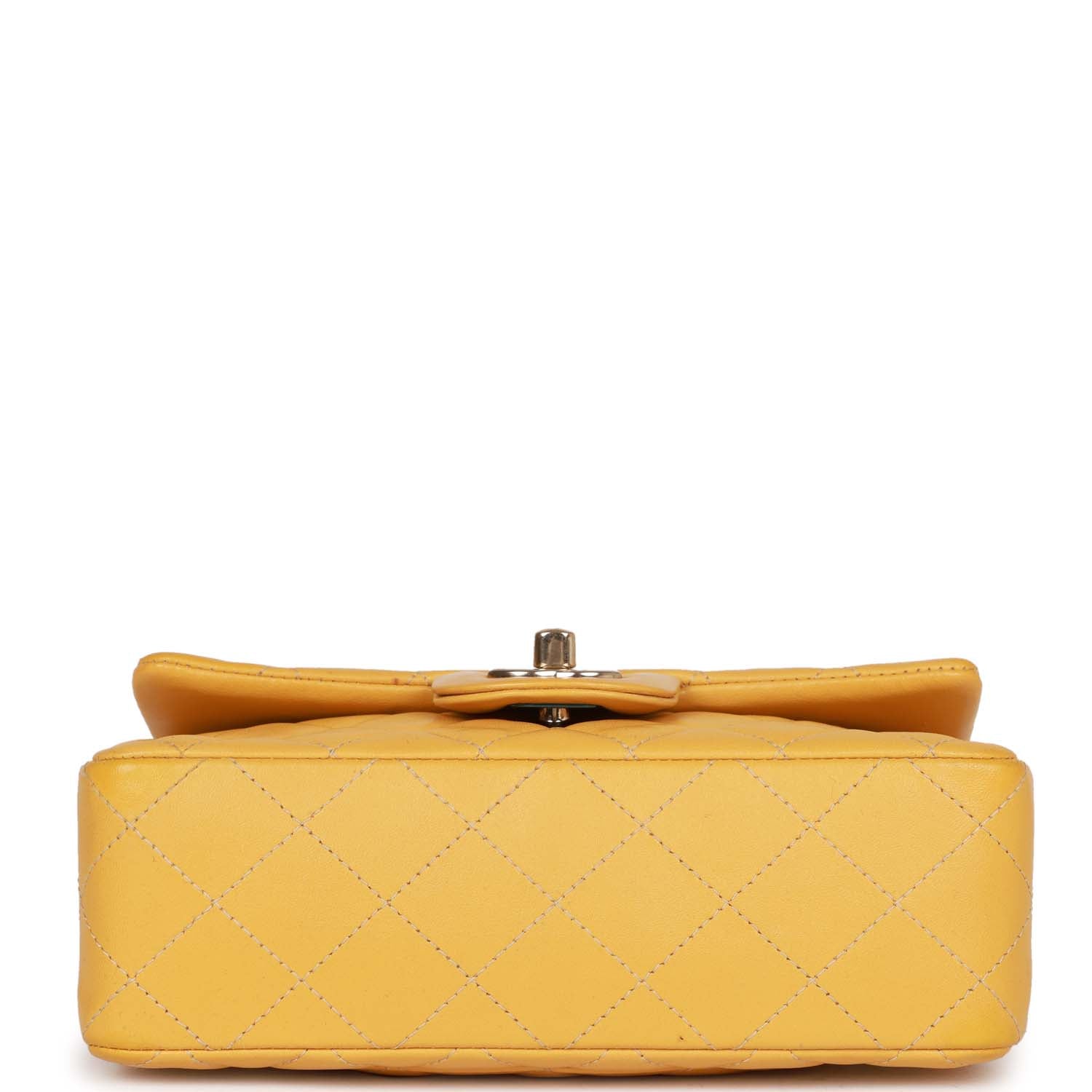 Pre-owned Chanel Mini Rectangular Flap Bag Yellow Lambskin Light Gold Hardware
