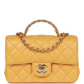 Chanel Mini Rectangular Flap with Jeweled Top Handle Yellow Lambskin Light Gold Hardware