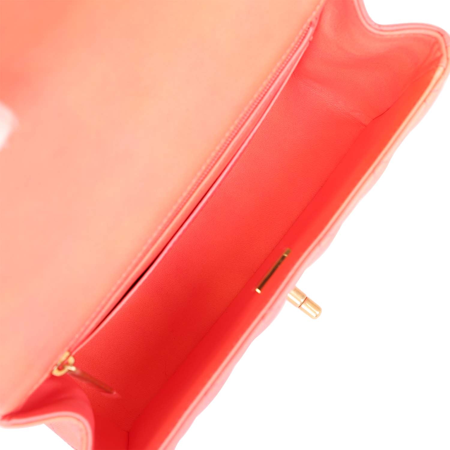 Chanel Mini Rectangular Top Handle Coral Ombre Lambskin Aged Gold Hardware