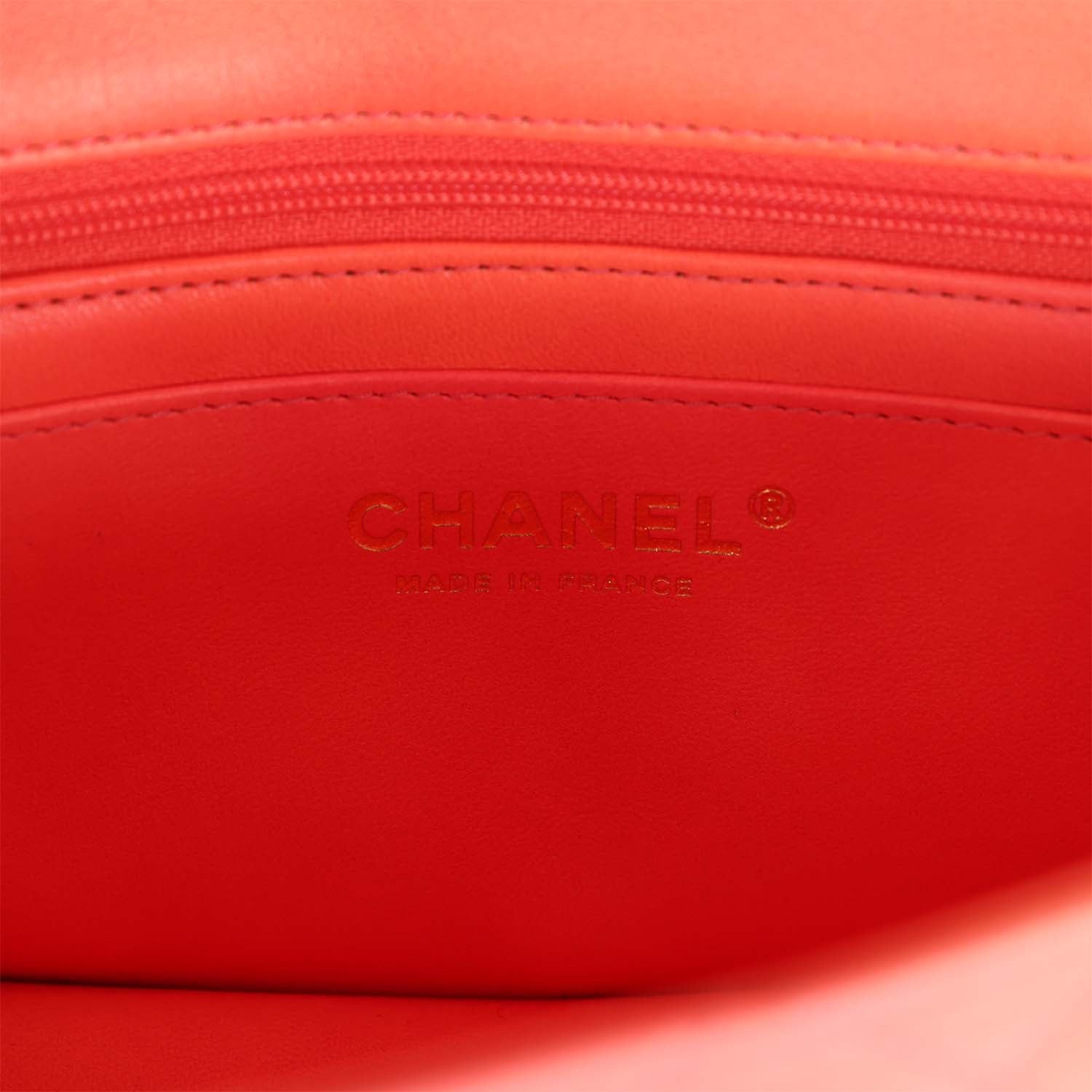 Chanel Mini Rectangular Top Handle Coral Ombre Lambskin Aged Gold Hardware