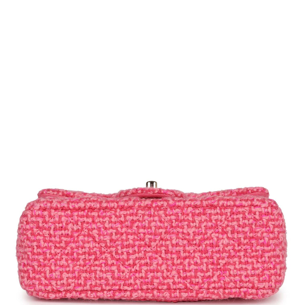 Chanel Mini Classic Rectangular Flap Bag Pink Tweed Gold Hardware