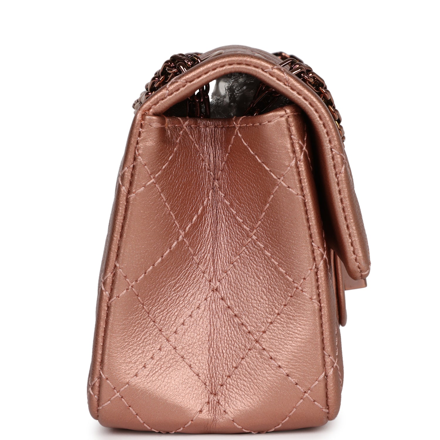 Pre-owned Chanel Mini Reissue 224 2.55 Flap Rose Gold Calfskin Rose Gold Hardware