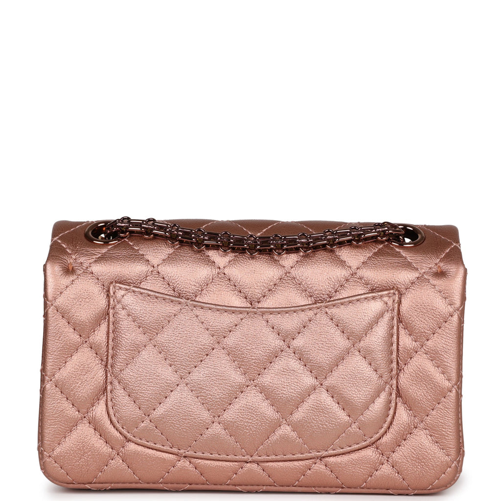 Pre-owned Chanel Mini Reissue 224 2.55 Flap Rose Gold Calfskin Rose Gold Hardware