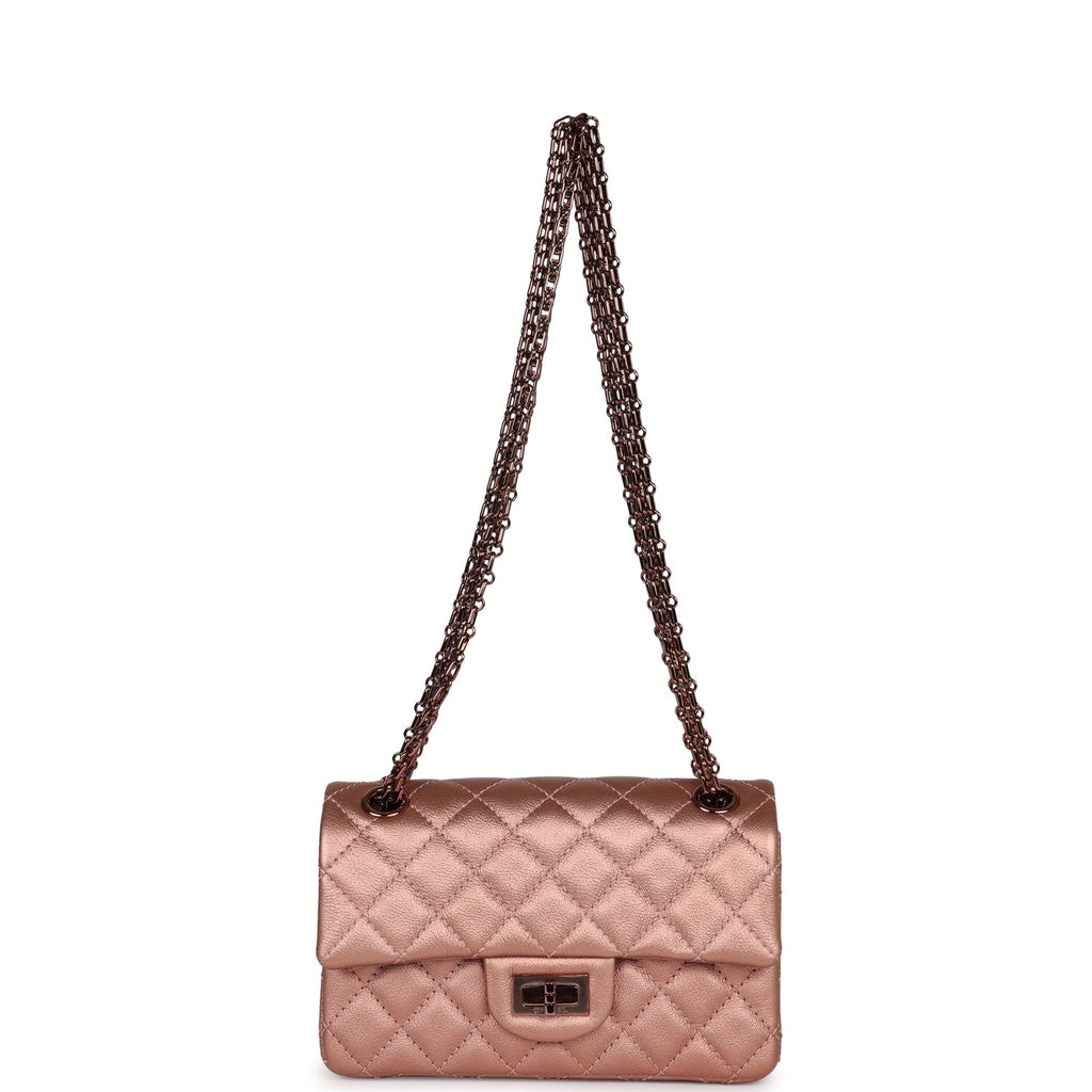 Pre-owned Chanel Mini Reissue 224 2.55 Flap Rose Gold Calfskin Rose Gold Hardware