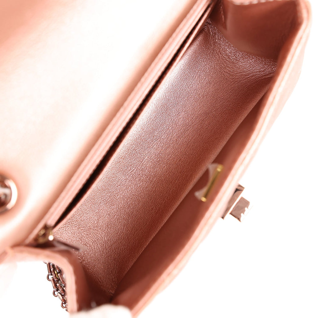 Pre-owned Chanel Mini Reissue 224 2.55 Flap Rose Gold Calfskin Rose Gold Hardware