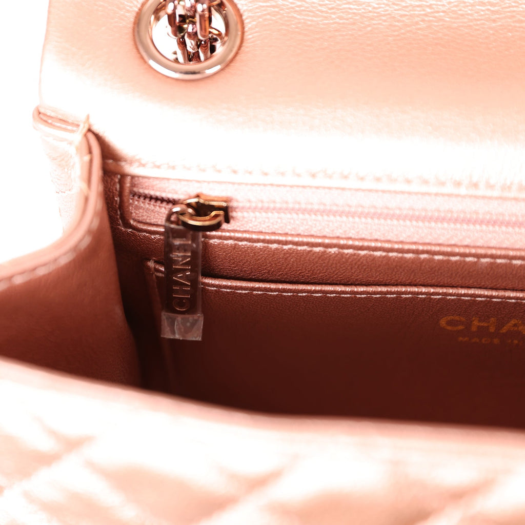 Pre-owned Chanel Mini Reissue 224 2.55 Flap Rose Gold Calfskin Rose Gold Hardware