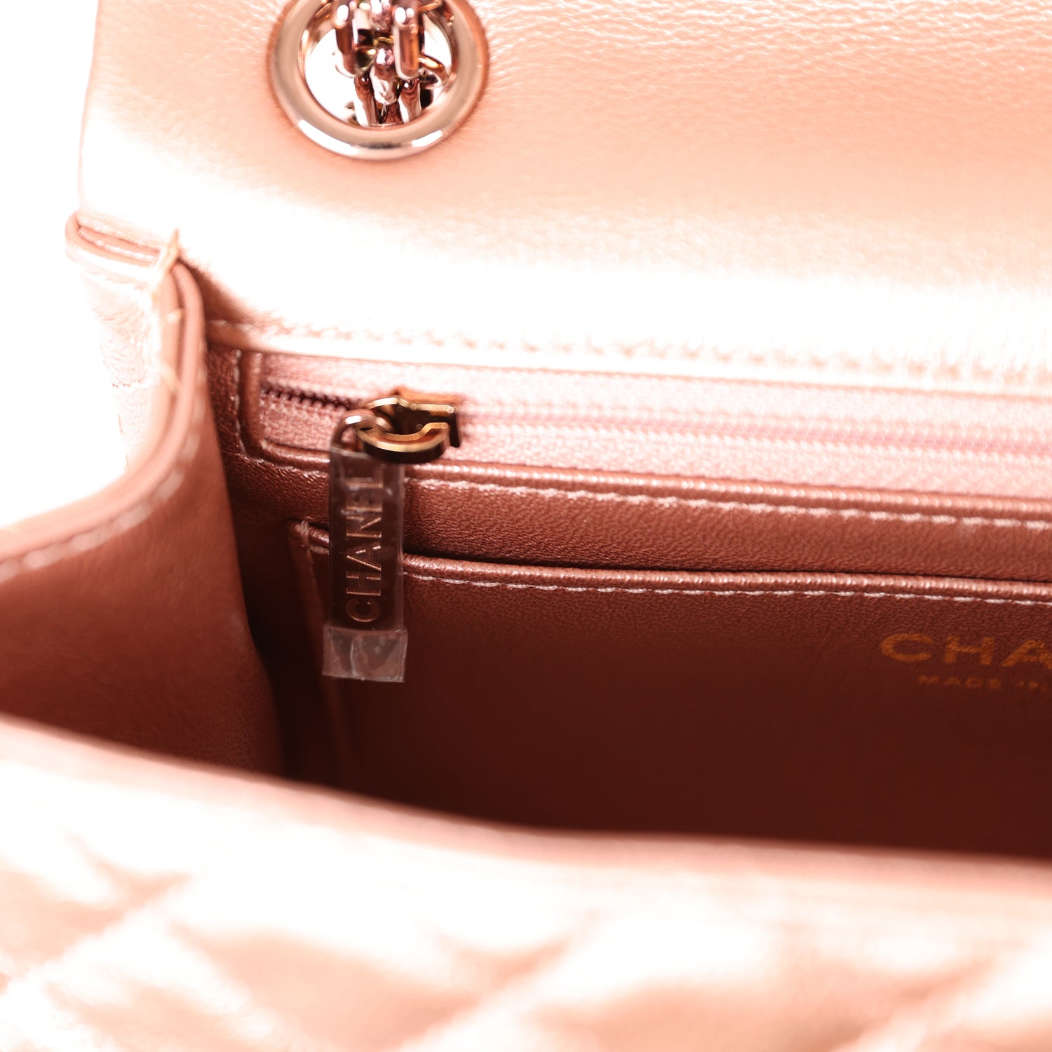Pre-owned Chanel Mini Reissue 224 2.55 Flap Rose Gold Calfskin Rose Gold Hardware